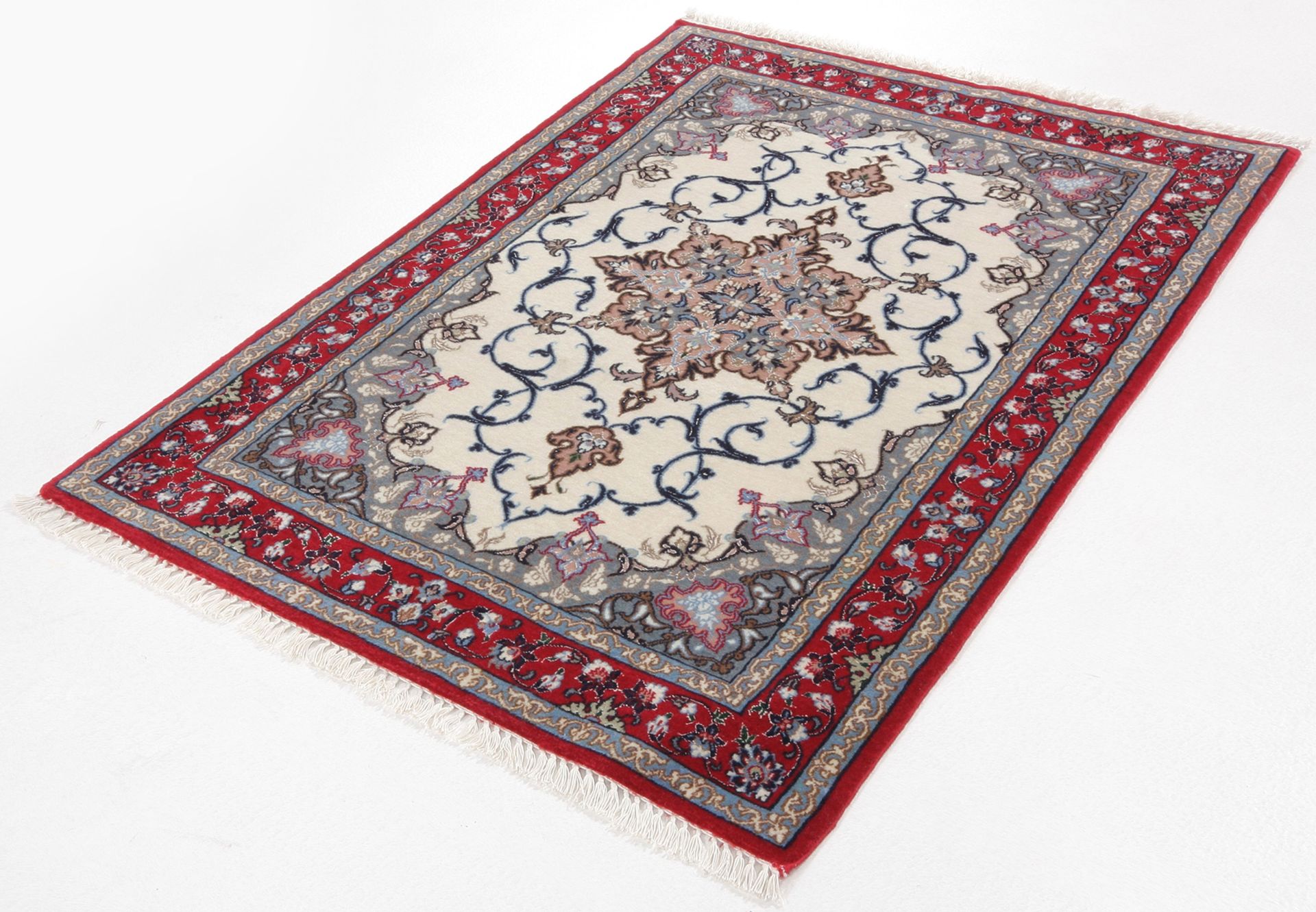 Isfahan Perserteppich 75 × 105 cm aus Wolle & Seide, handgeknüpft