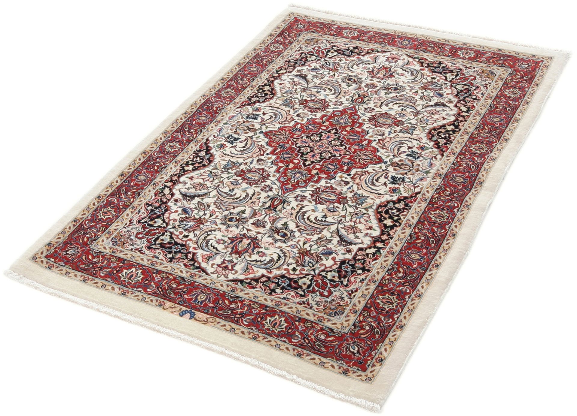Isfahan Perserteppich 90 × 140 cm aus Wolle & Seide, handgeknüpft