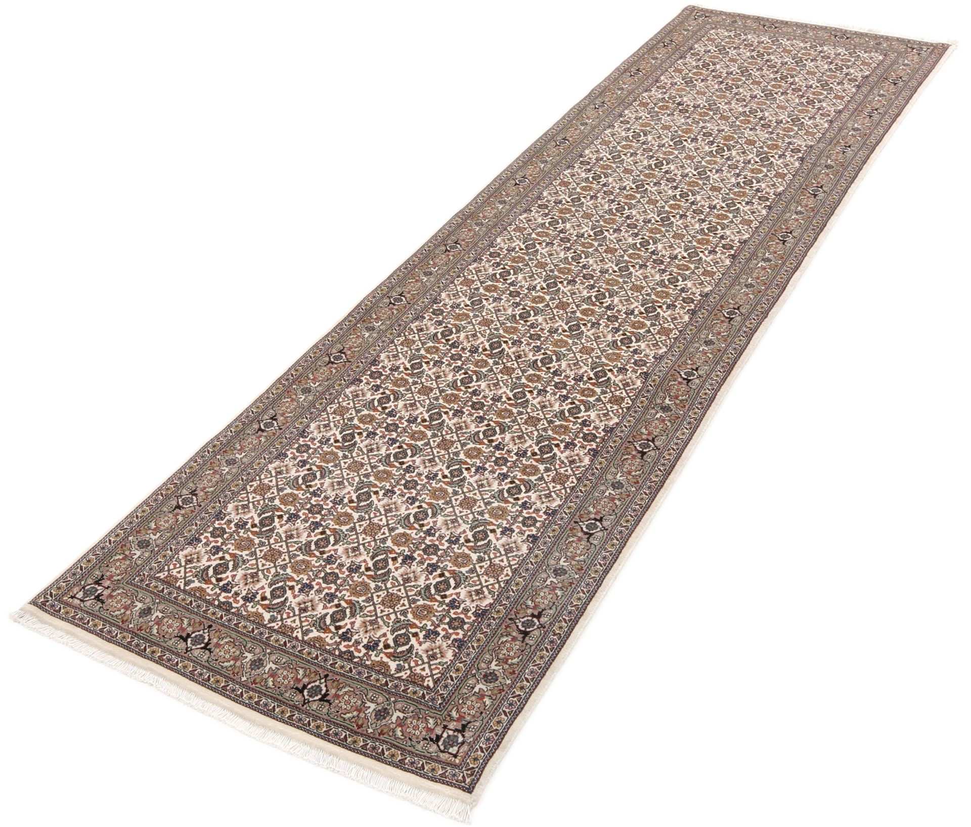 Handgeknüpfter Täbriz Perserteppich, 80 × 309 cm, Wolle & Seide
