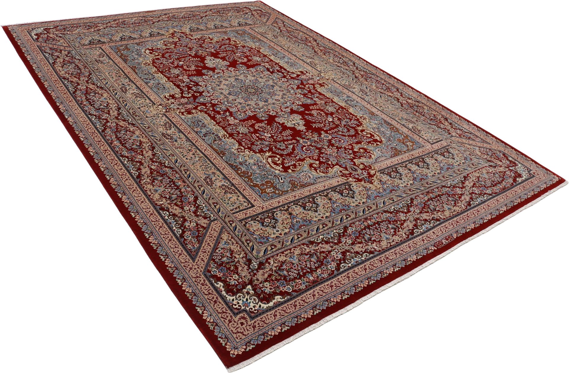 Handgeknüpfter Isfahan Perserteppich, 243 × 335 cm, Wolle & Seide