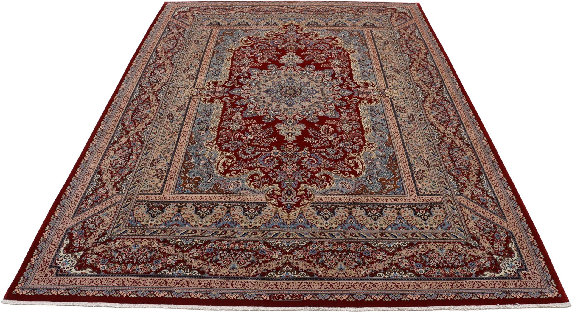 Handgeknüpfter Isfahan Perserteppich, 243 × 335 cm, Wolle & Seide