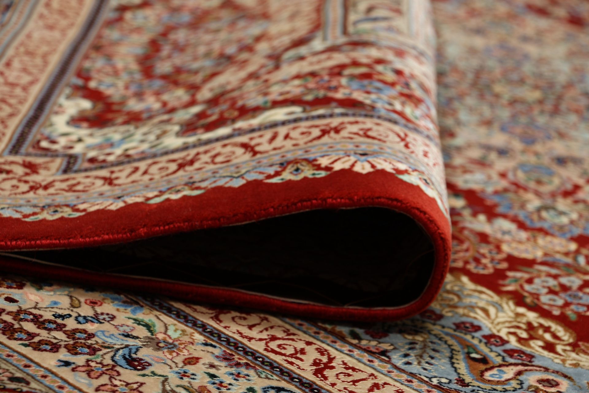 Handgeknüpfter Isfahan Perserteppich, 243 × 335 cm, Wolle & Seide