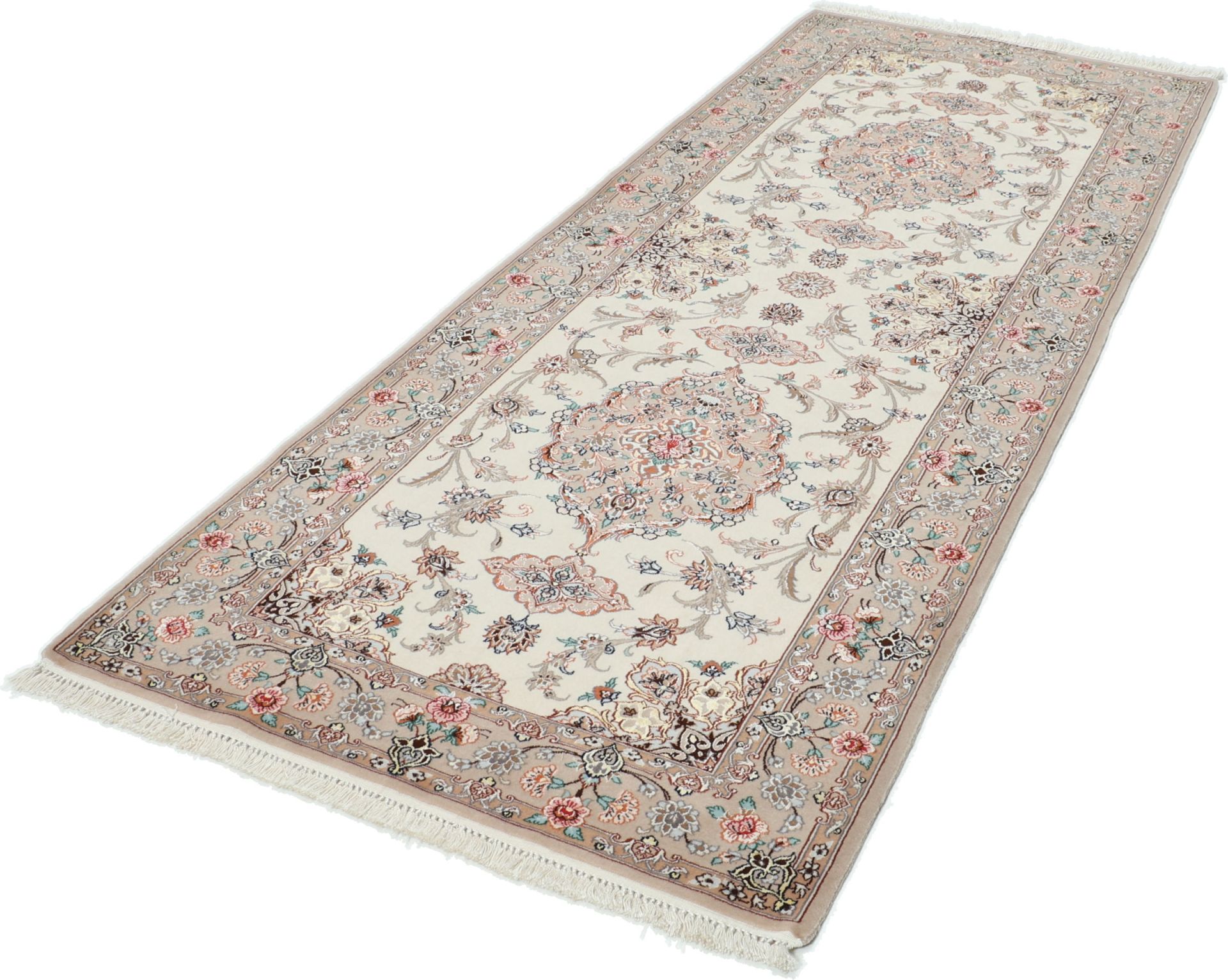 Handgeknüpfter Isfahan Perserteppich, 87 × 218 cm, Wolle & Seide