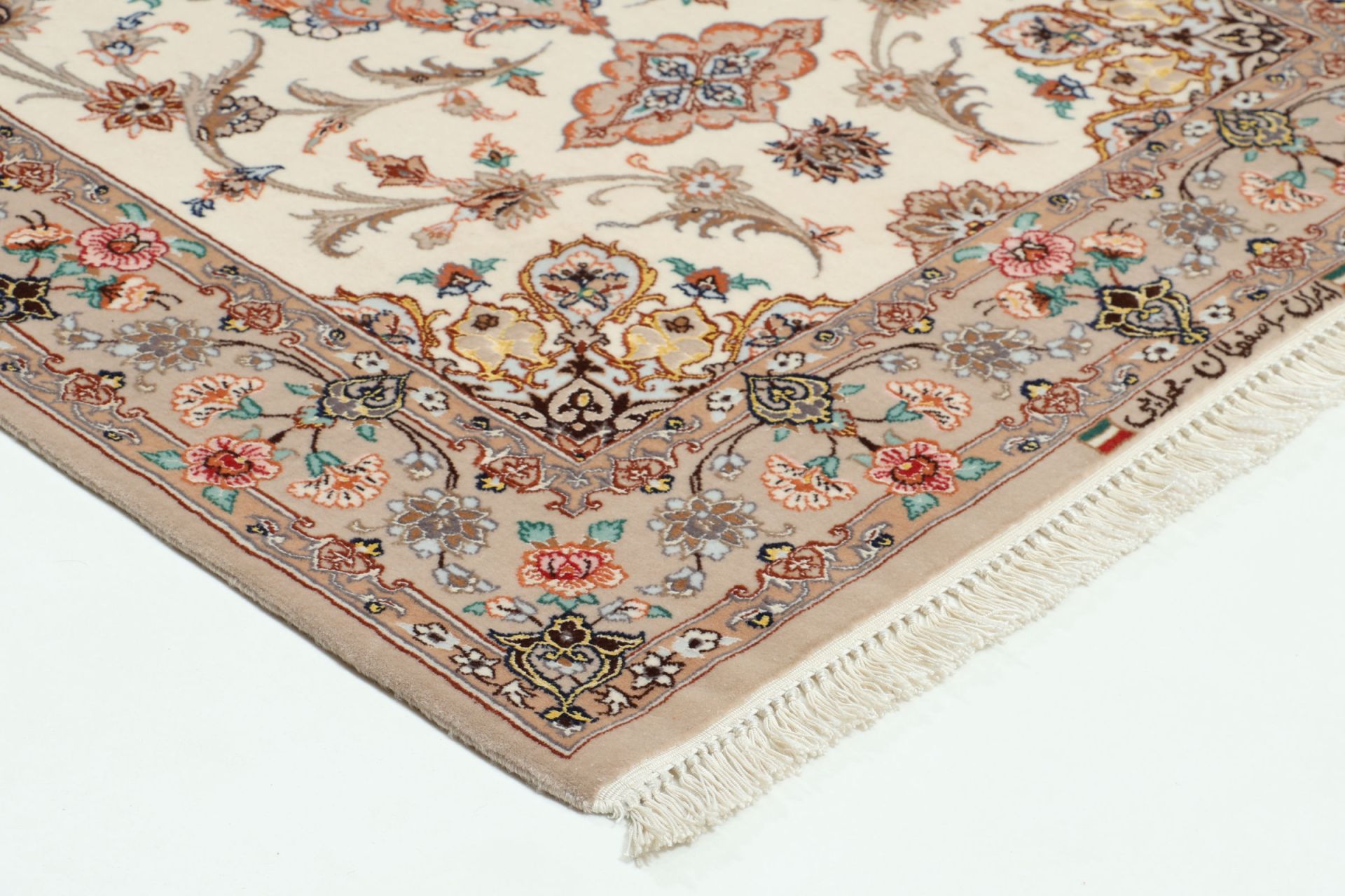 Handgeknüpfter Isfahan Perserteppich, 87 × 218 cm, Wolle & Seide
