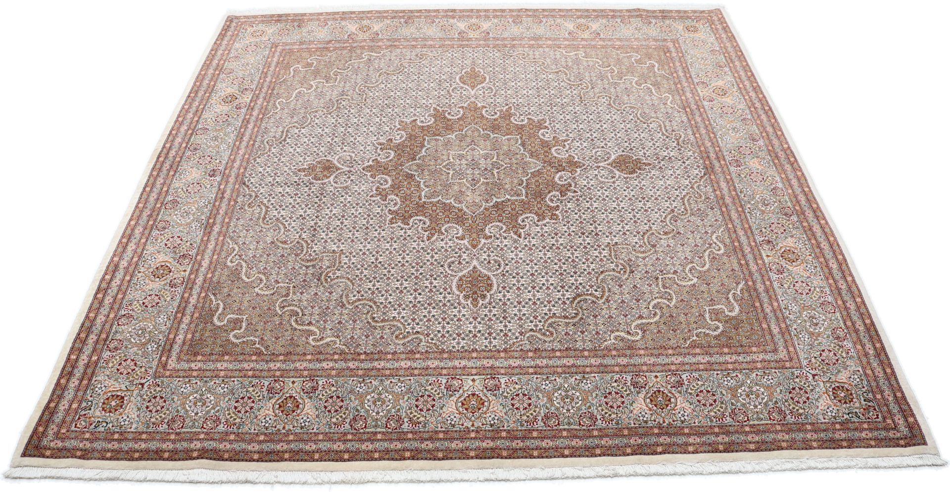 Handgeknüpfter Täbriz Perserteppich, 207 × 212 cm, Wolle & Seide