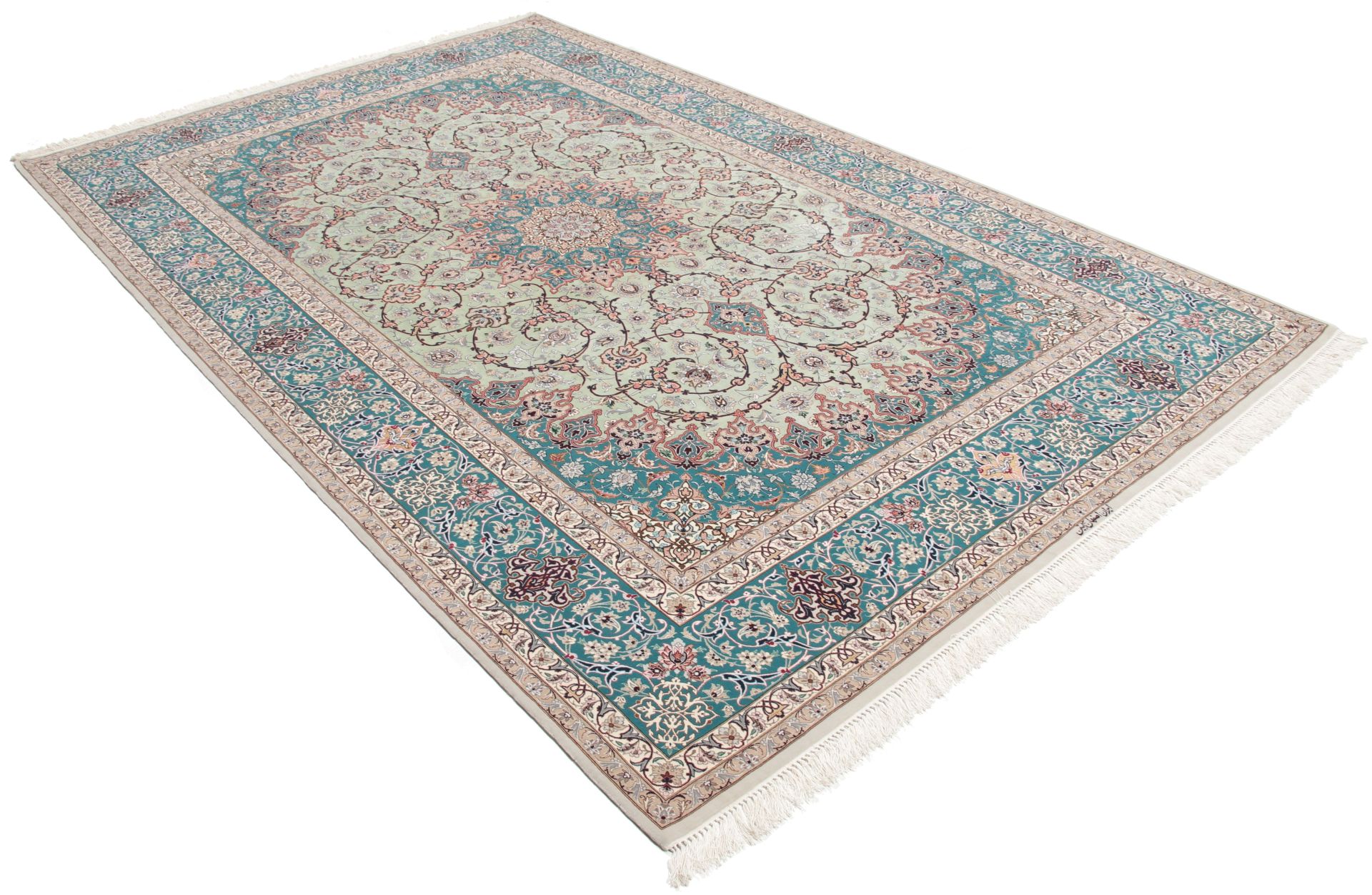 Isfahan Perserteppich 207 × 325 cm aus Wolle & Seide, handgeknüpft