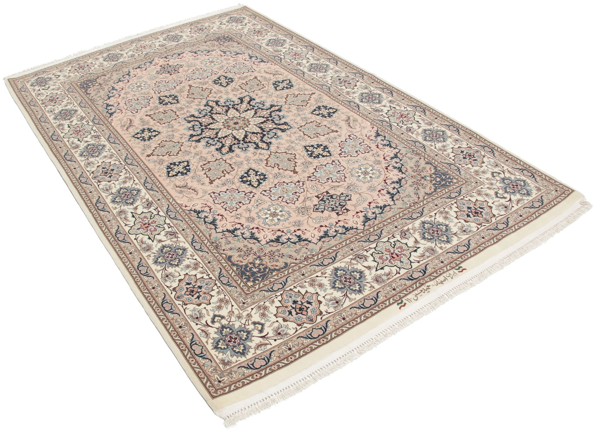 Handgeknüpfter Isfahan Perserteppich, 133 × 210 cm, Wolle & Seide