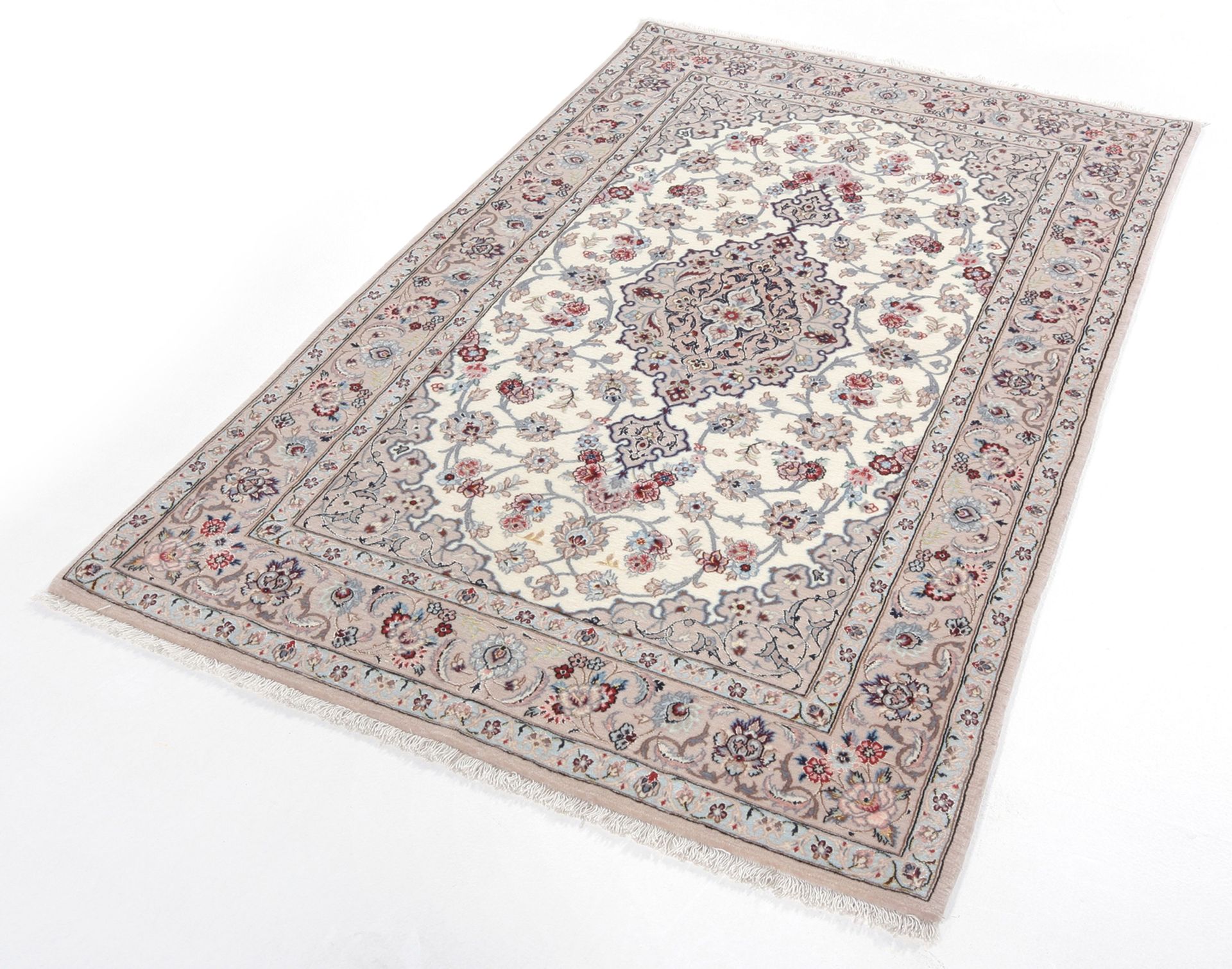 Handgeknüpfter Isfahan Perserteppich, 105 × 170 cm, Wolle & Seide