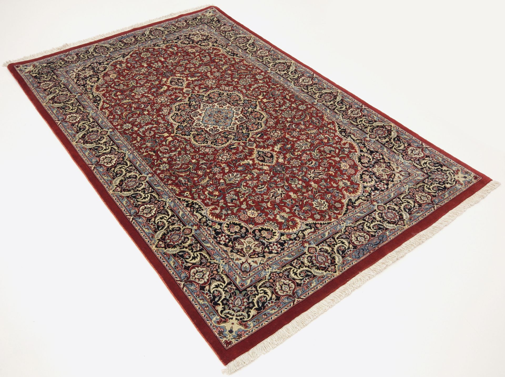 Handgeknüpfter Isfahan Perserteppich, 110 × 170 cm, Wolle & Seide