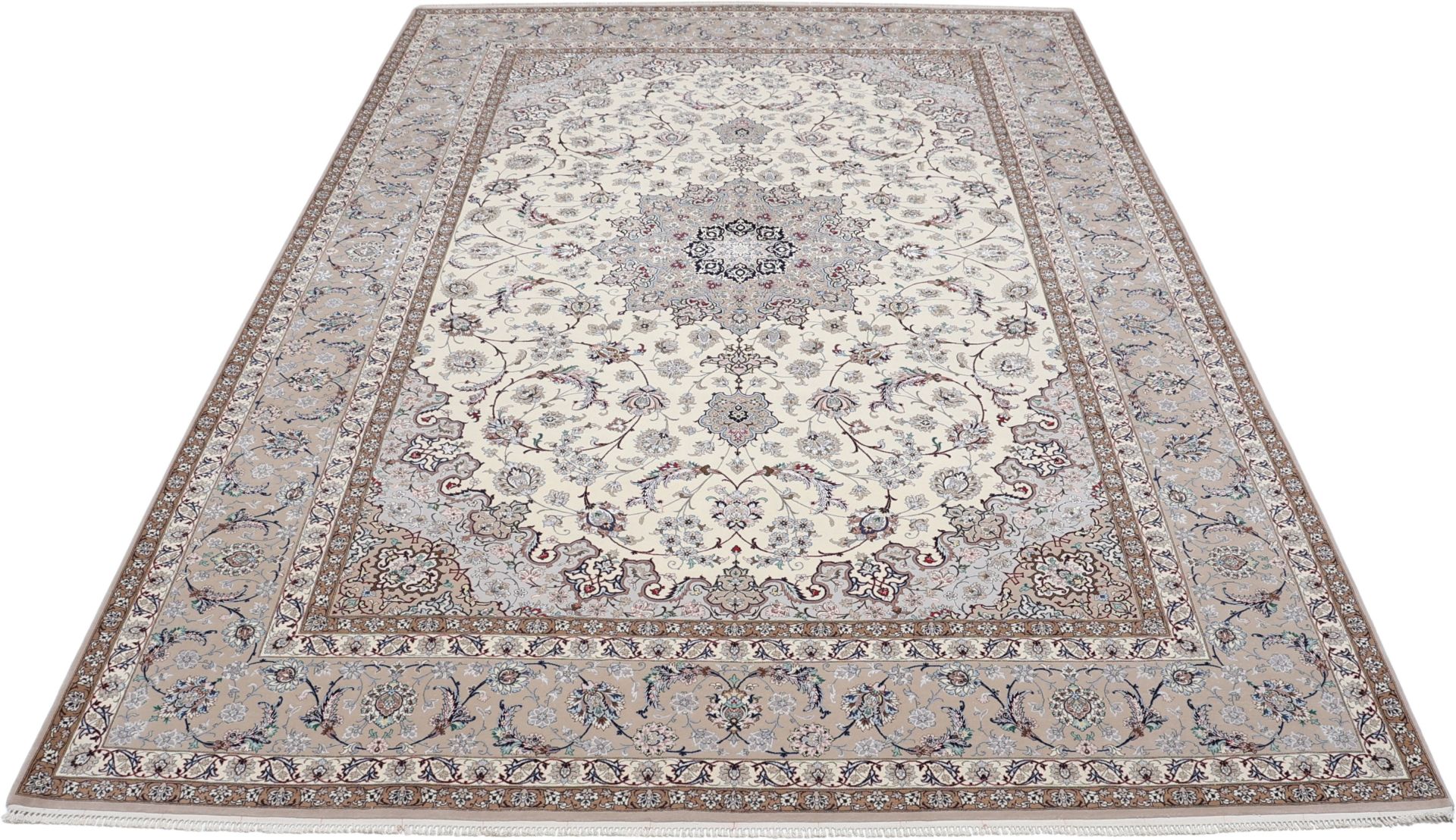 Isfahan Perserteppich 256 × 370 cm aus Wolle & Seide, handgeknüpft