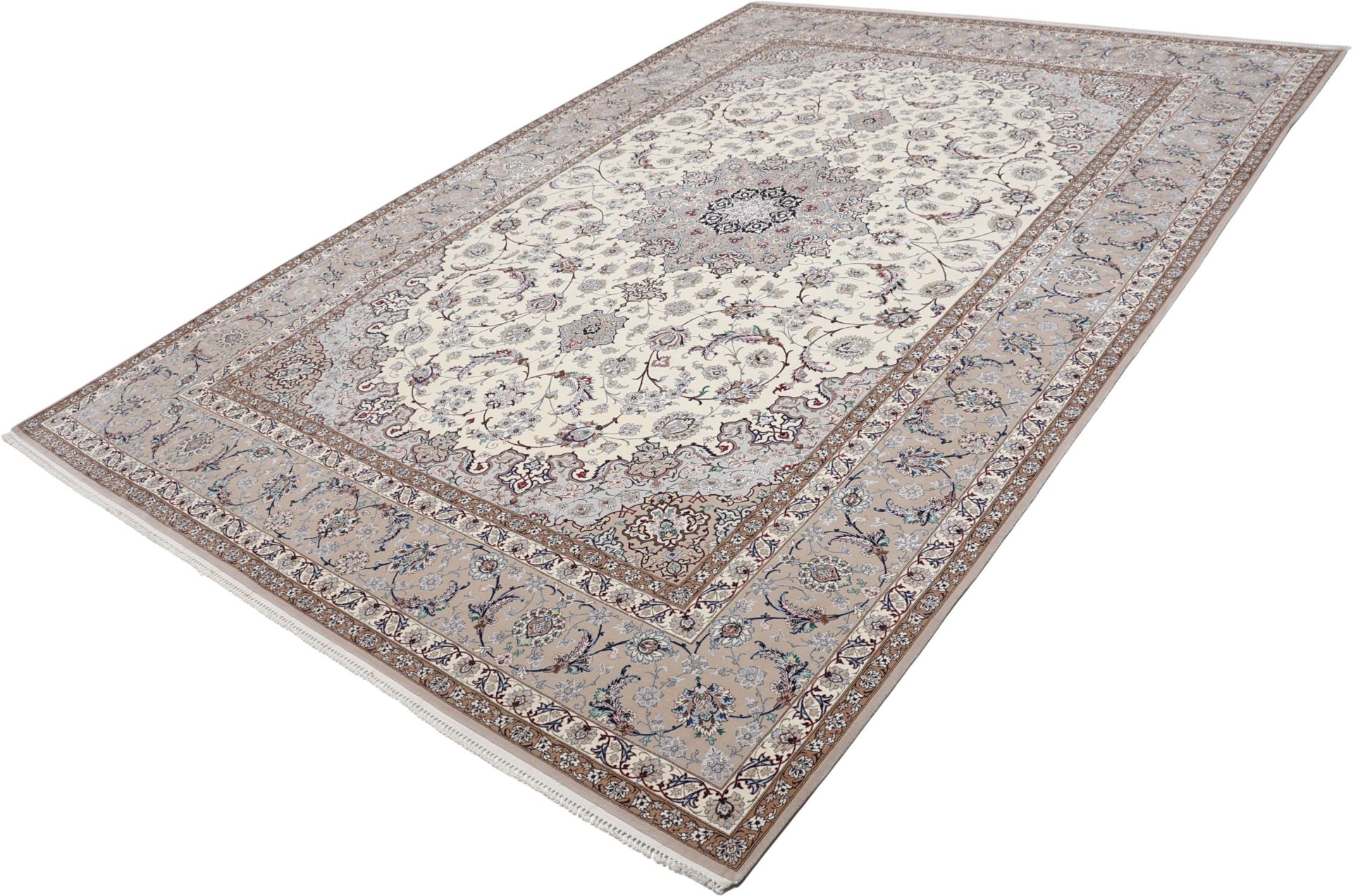 Isfahan Perserteppich 256 × 370 cm aus Wolle & Seide, handgeknüpft