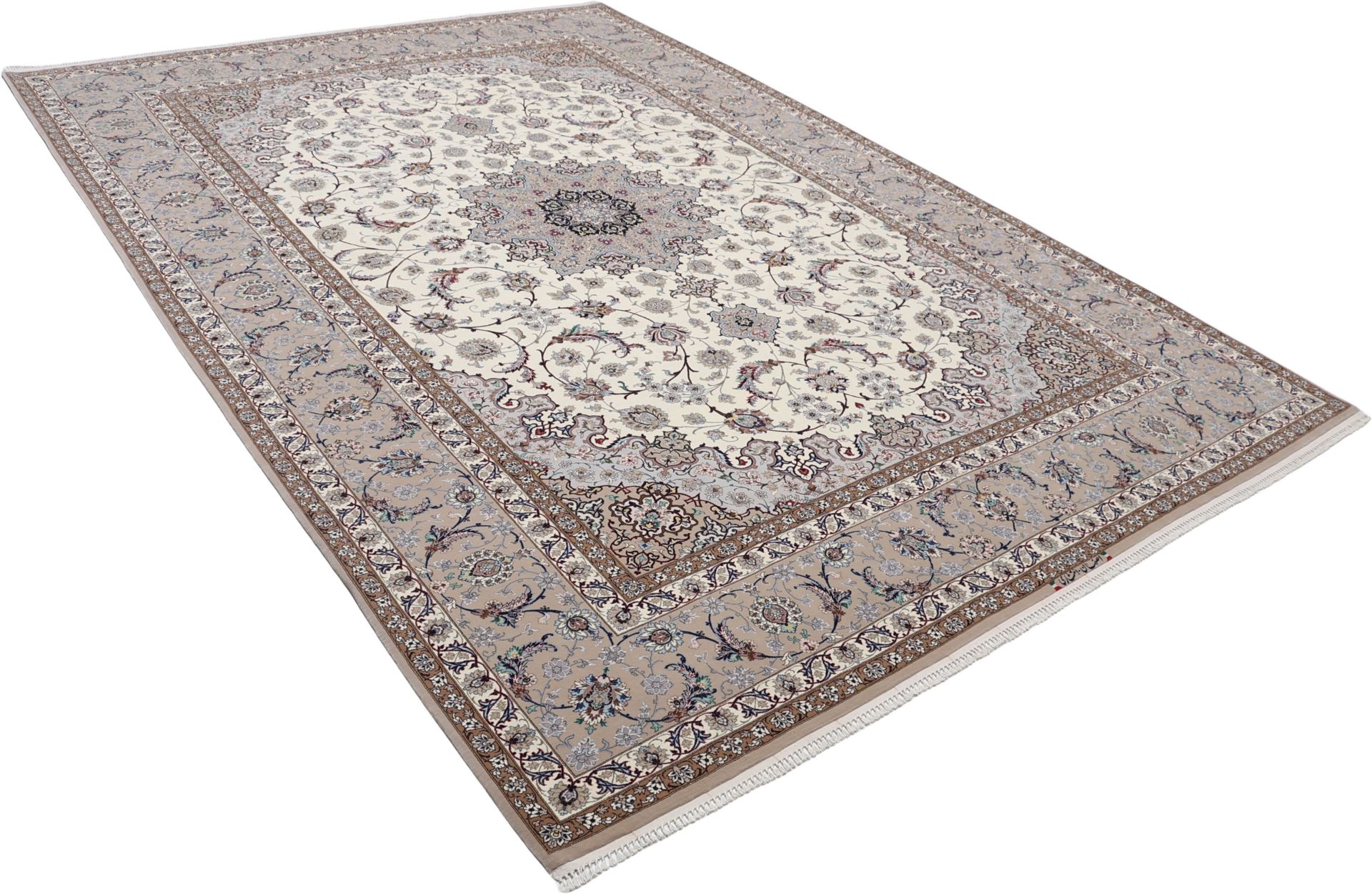 Isfahan Perserteppich 256 × 370 cm aus Wolle & Seide, handgeknüpft