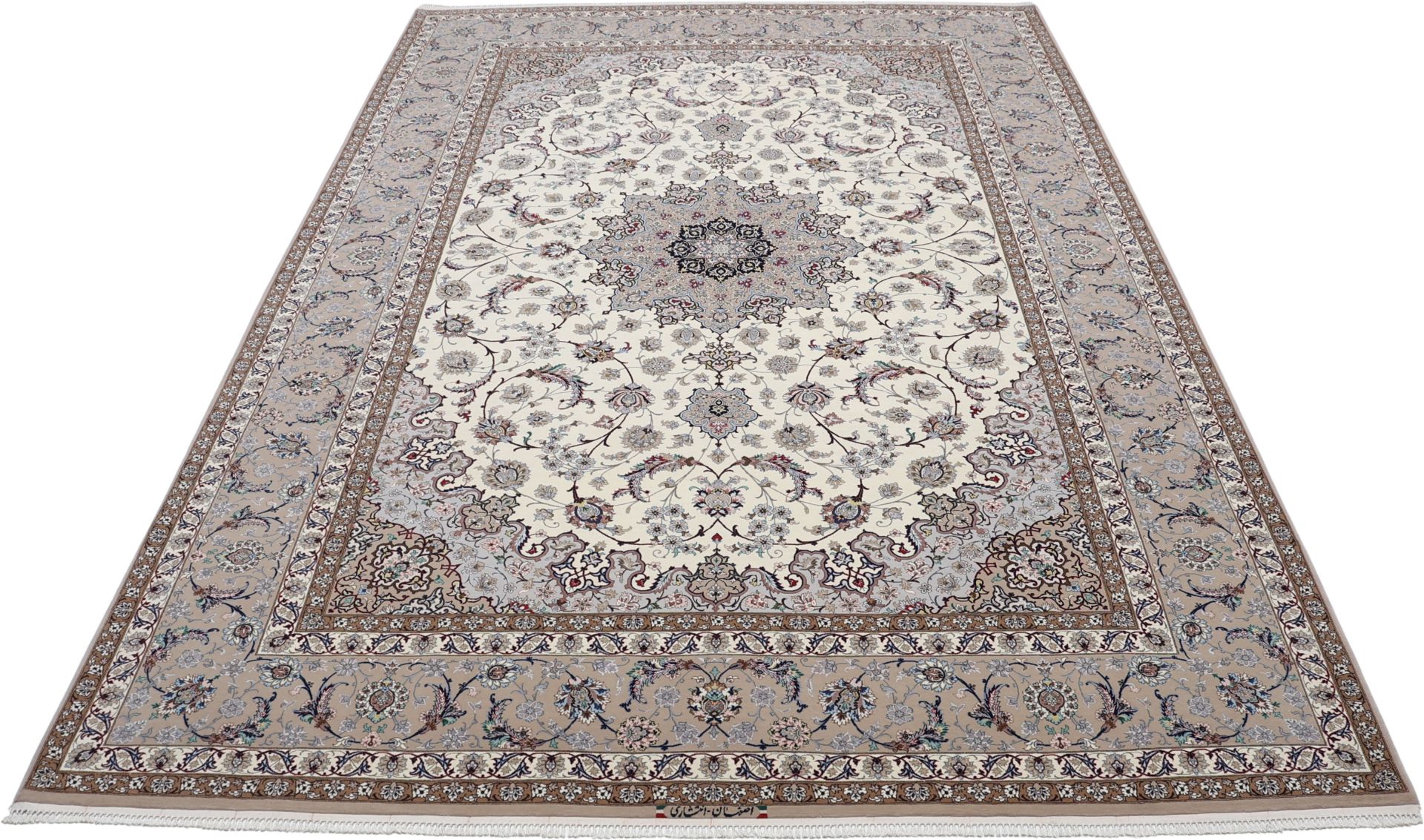 Isfahan Perserteppich 256 × 370 cm aus Wolle & Seide, handgeknüpft