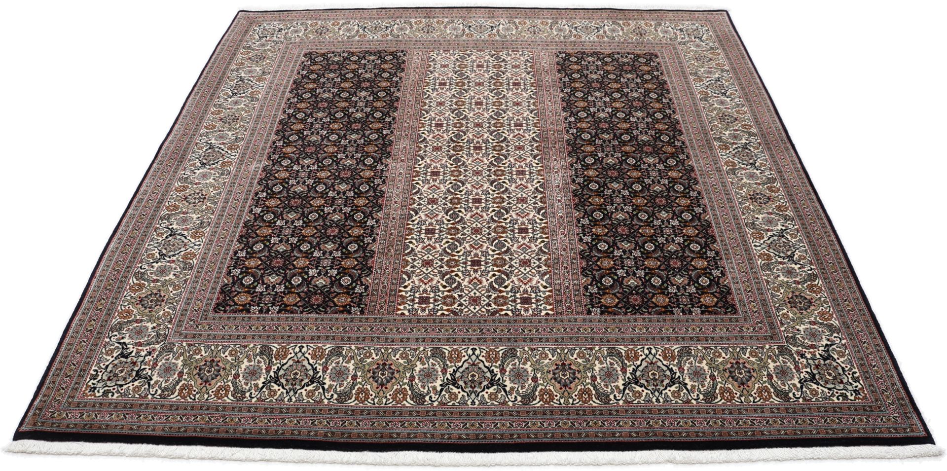 Täbriz Perserteppich 198 × 205 cm aus Wolle & Seide, handgeknüpft