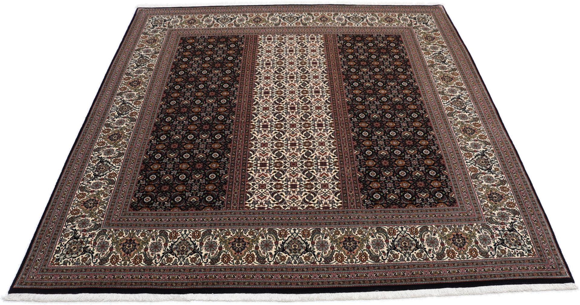 Täbriz Perserteppich 198 × 205 cm aus Wolle & Seide, handgeknüpft