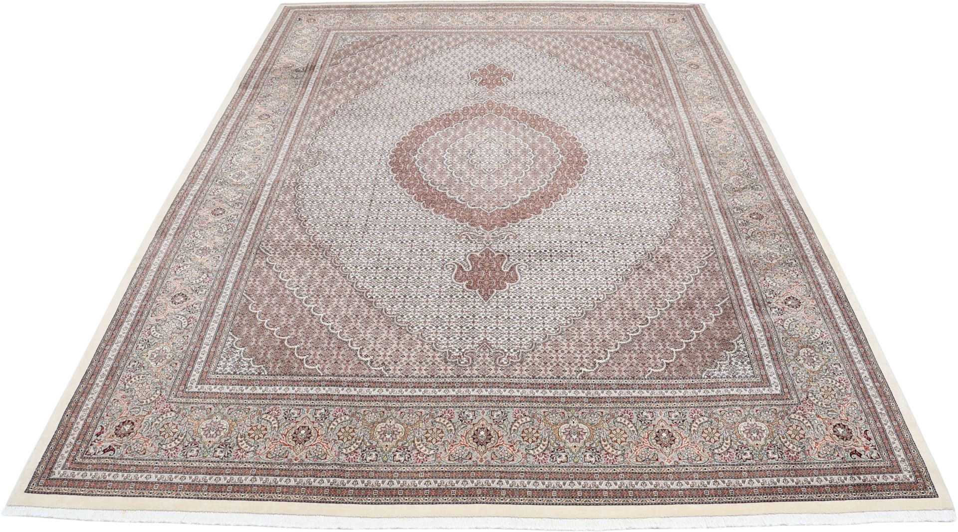 Täbriz Perserteppich 253 × 353 cm aus Wolle & Seide, handgeknüpft