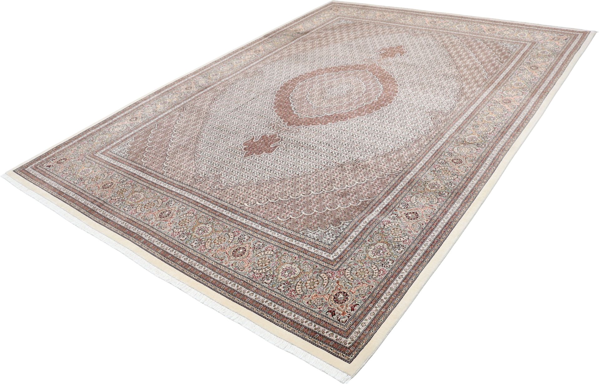 Täbriz Perserteppich 253 × 353 cm aus Wolle & Seide, handgeknüpft