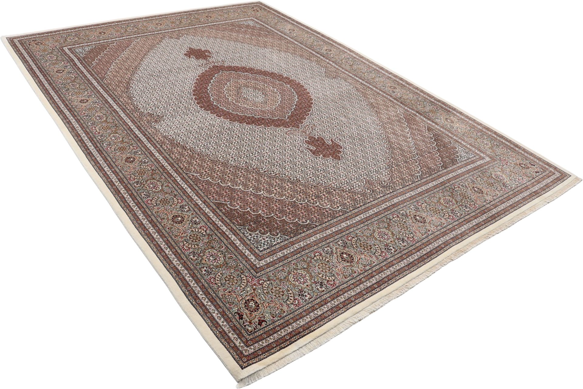 Täbriz Perserteppich 253 × 353 cm aus Wolle & Seide, handgeknüpft