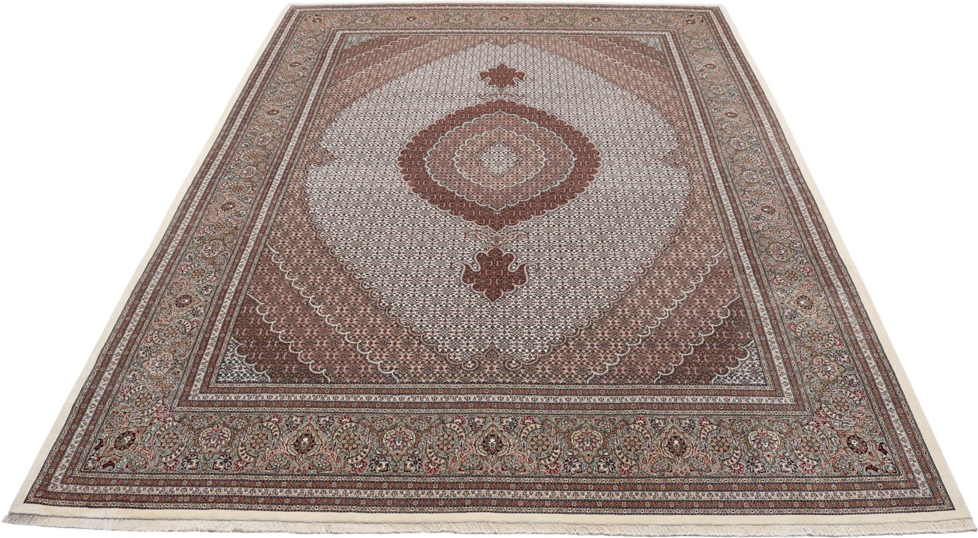 Täbriz Perserteppich 253 × 353 cm aus Wolle & Seide, handgeknüpft