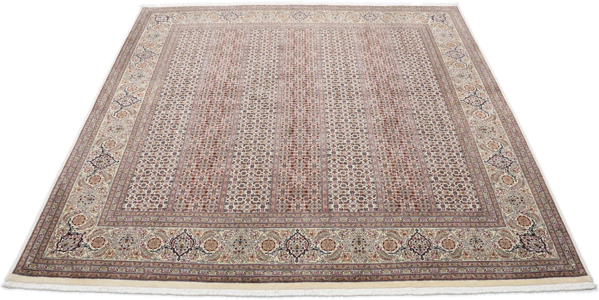 Täbriz Perserteppich 200 × 203 cm aus Wolle & Seide, handgeknüpft