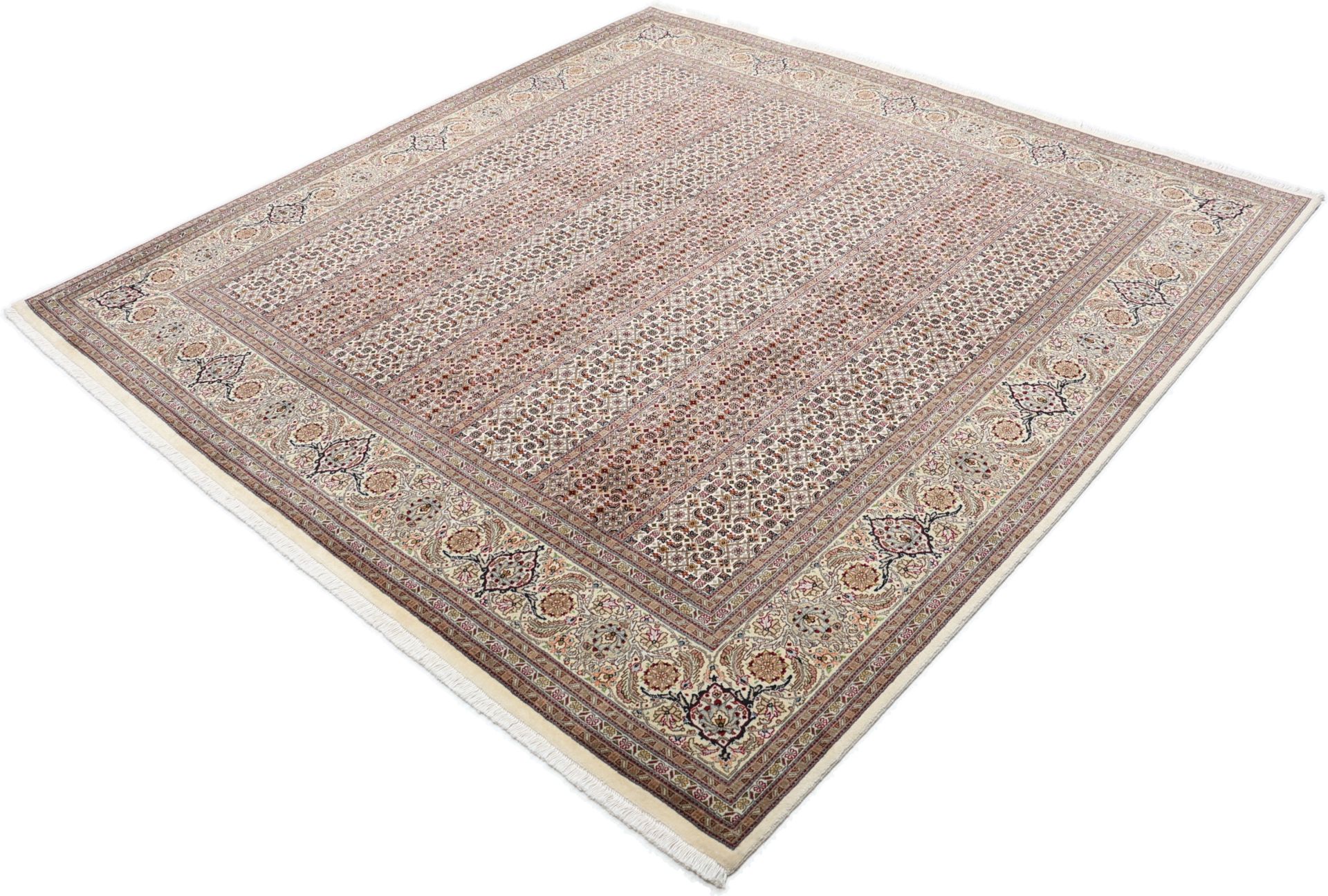 Täbriz Perserteppich 200 × 203 cm aus Wolle & Seide, handgeknüpft