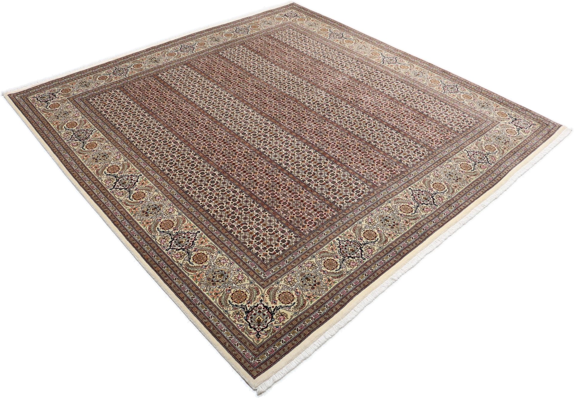 Täbriz Perserteppich 200 × 203 cm aus Wolle & Seide, handgeknüpft