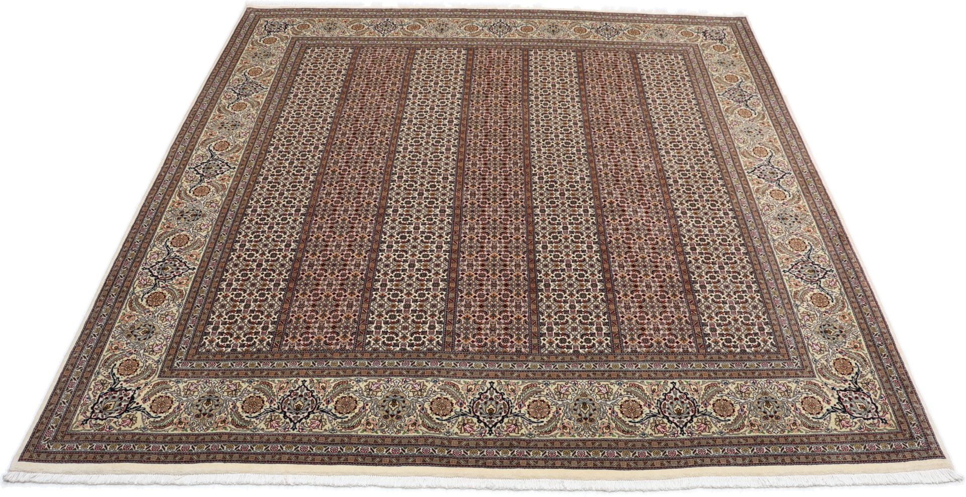 Täbriz Perserteppich 200 × 203 cm aus Wolle & Seide, handgeknüpft