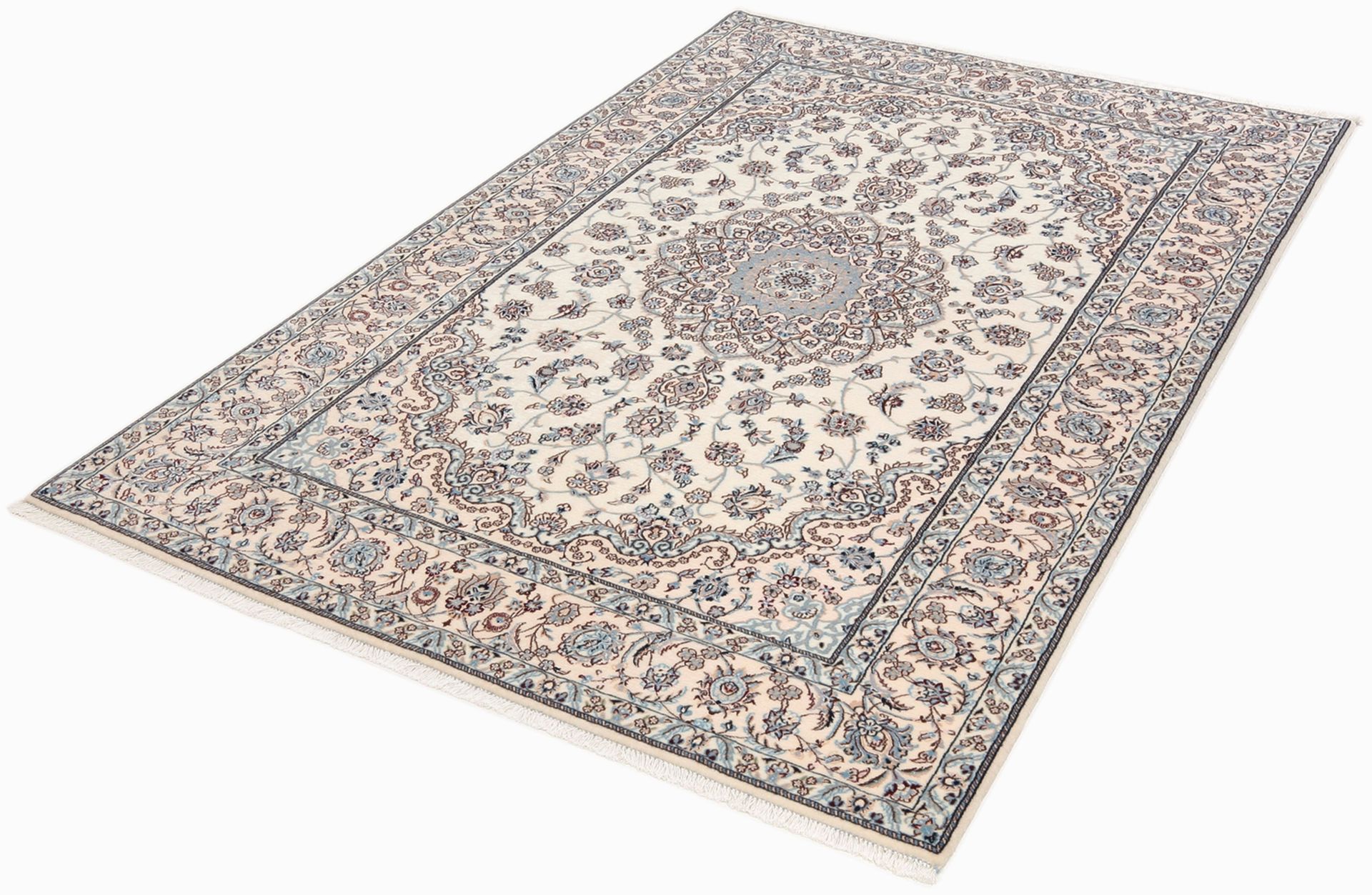 Handgeknüpfter Nain Perserteppich, 130 × 203 cm, Wolle & Seide
