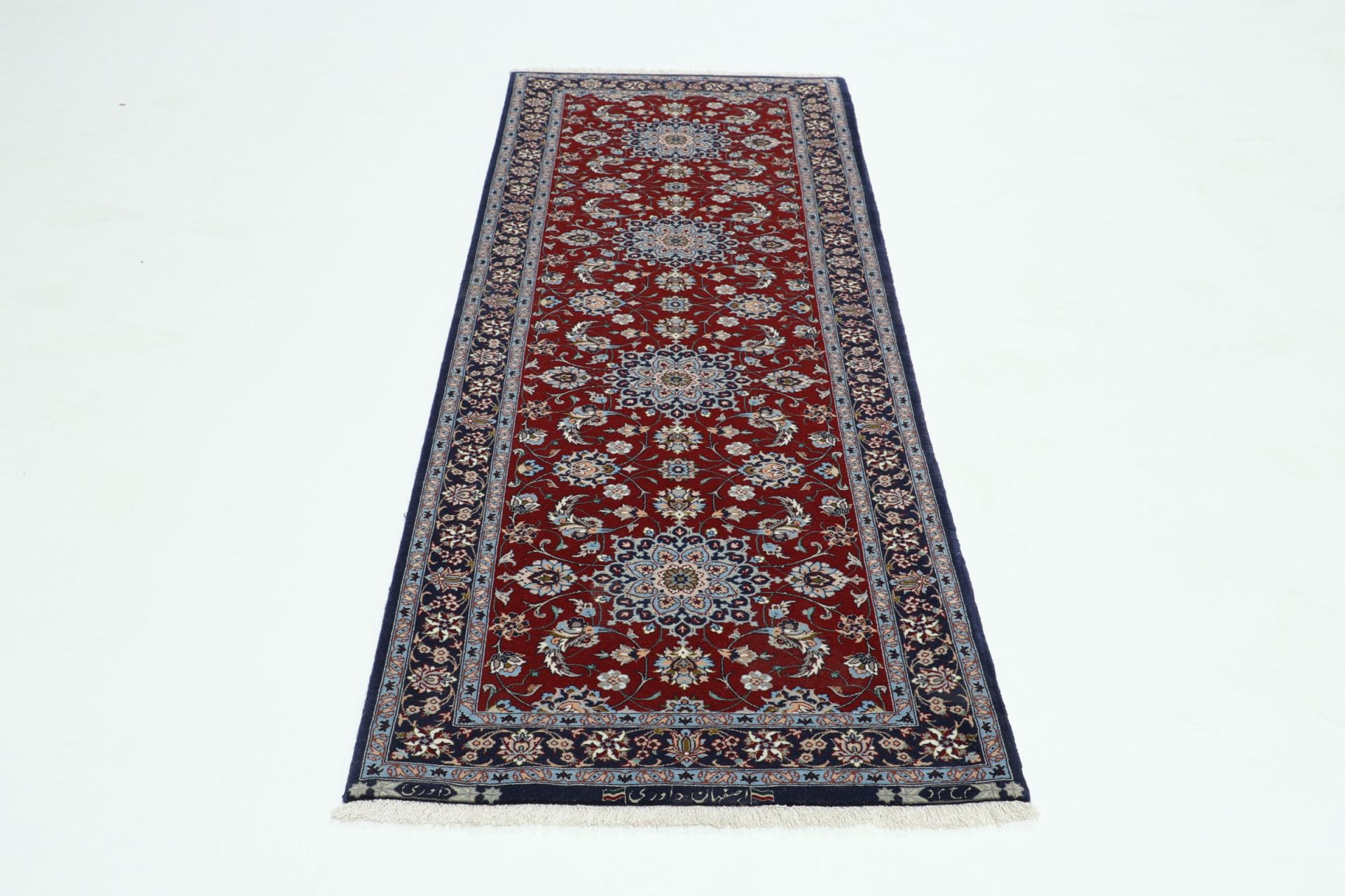 Handgeknüpfter Isfahan Perserteppich, 65 × 195 cm, Wolle & Seide
