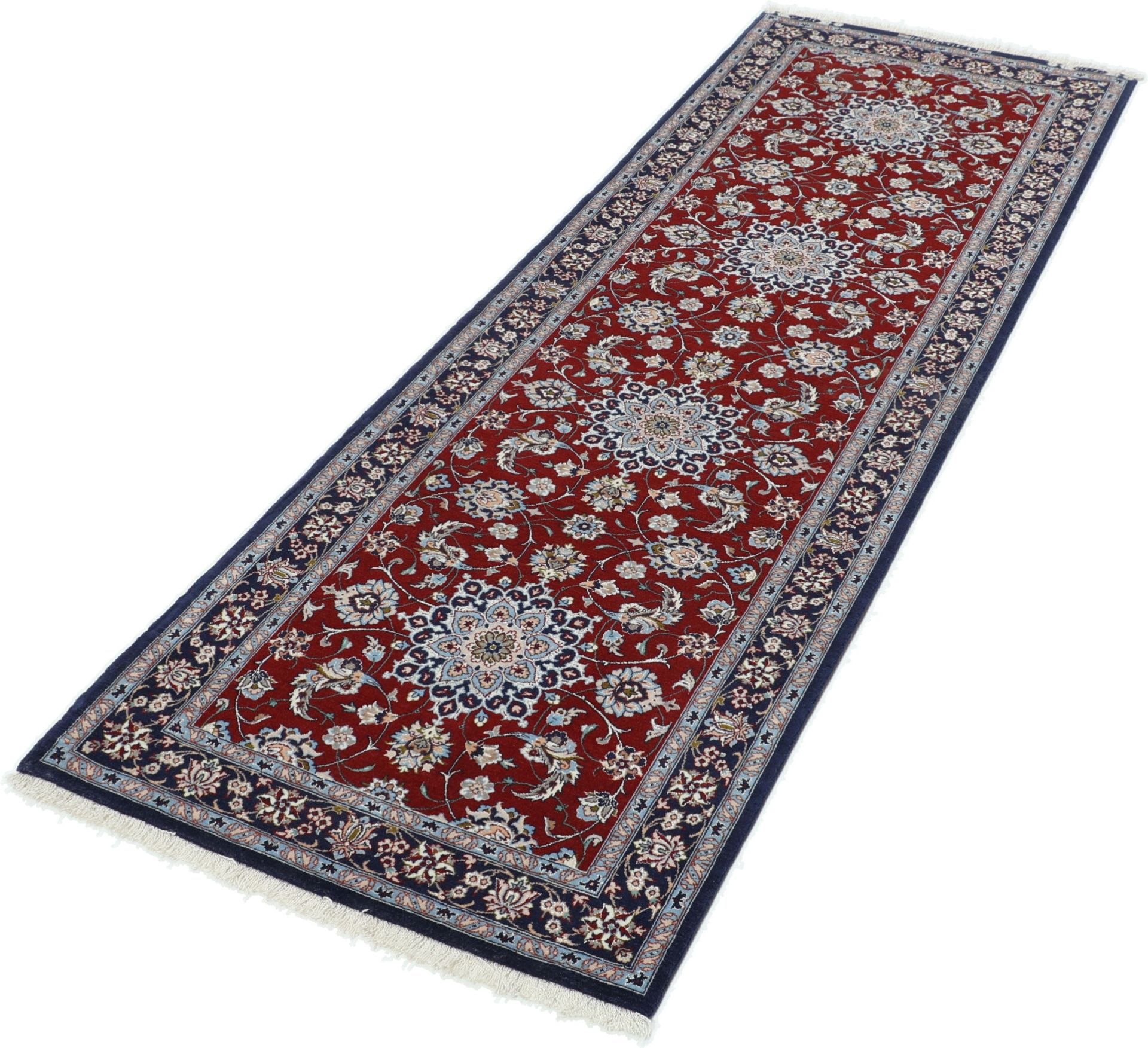 Handgeknüpfter Isfahan Perserteppich, 65 × 195 cm, Wolle & Seide