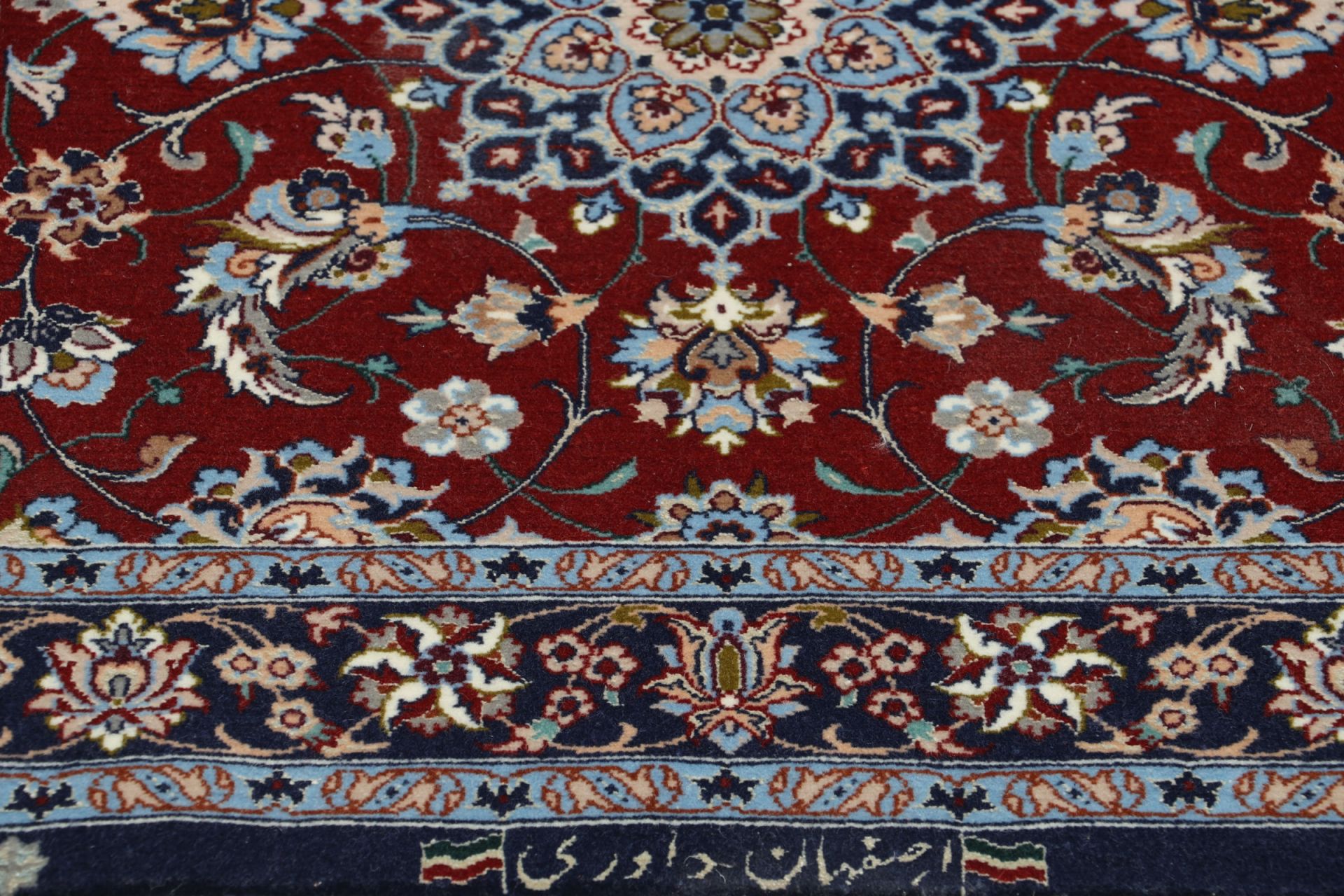 Handgeknüpfter Isfahan Perserteppich, 65 × 195 cm, Wolle & Seide