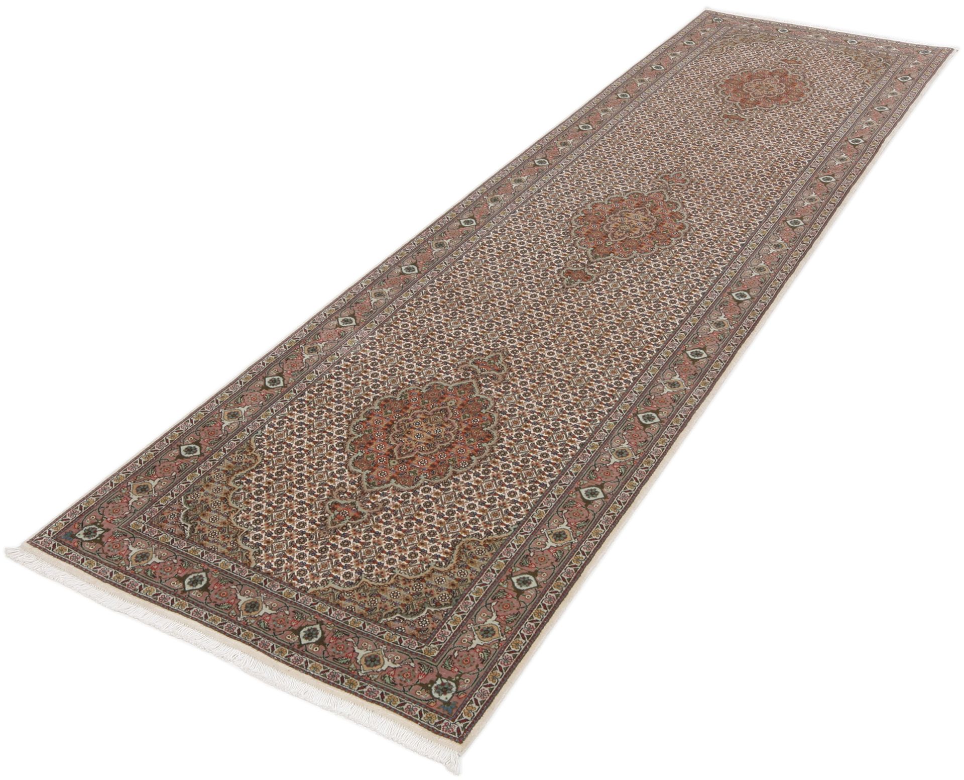 Handgeknüpfter Täbriz Perserteppich, 80 × 296 cm, Wolle & Seide