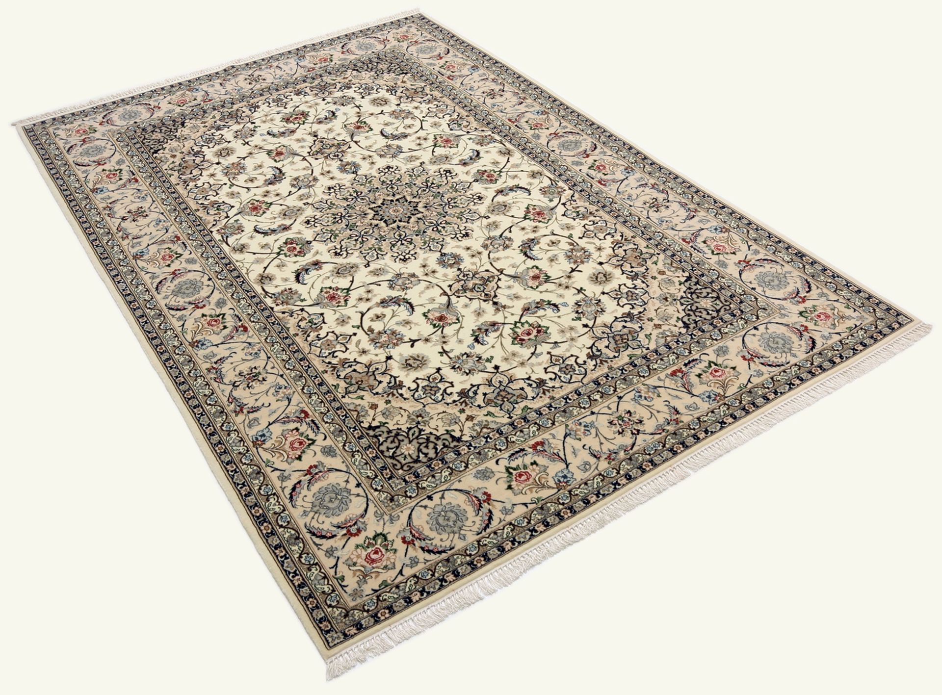 Handgeknüpfter Isfahan Perserteppich, 160 × 245 cm, Wolle & Seide