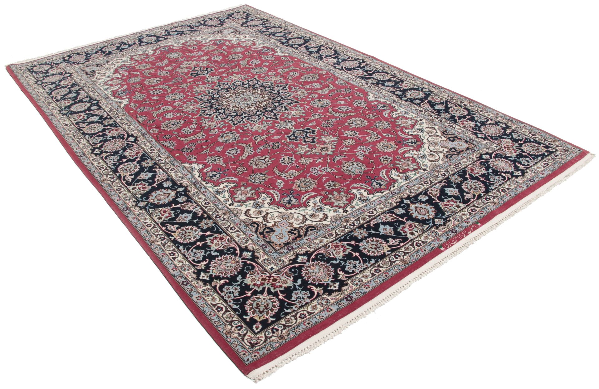 Handgeknüpfter Isfahan Perserteppich, 153 × 237 cm, Wolle & Seide