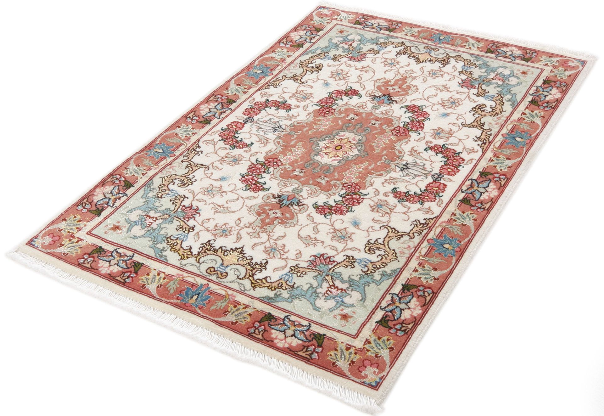 persischer-teppich-tabriz-60-x-95-cm-schurwolle-seide-handgeknupft-6 Handgeknüpfter Täbriz Perserteppich 60 × 95 cm