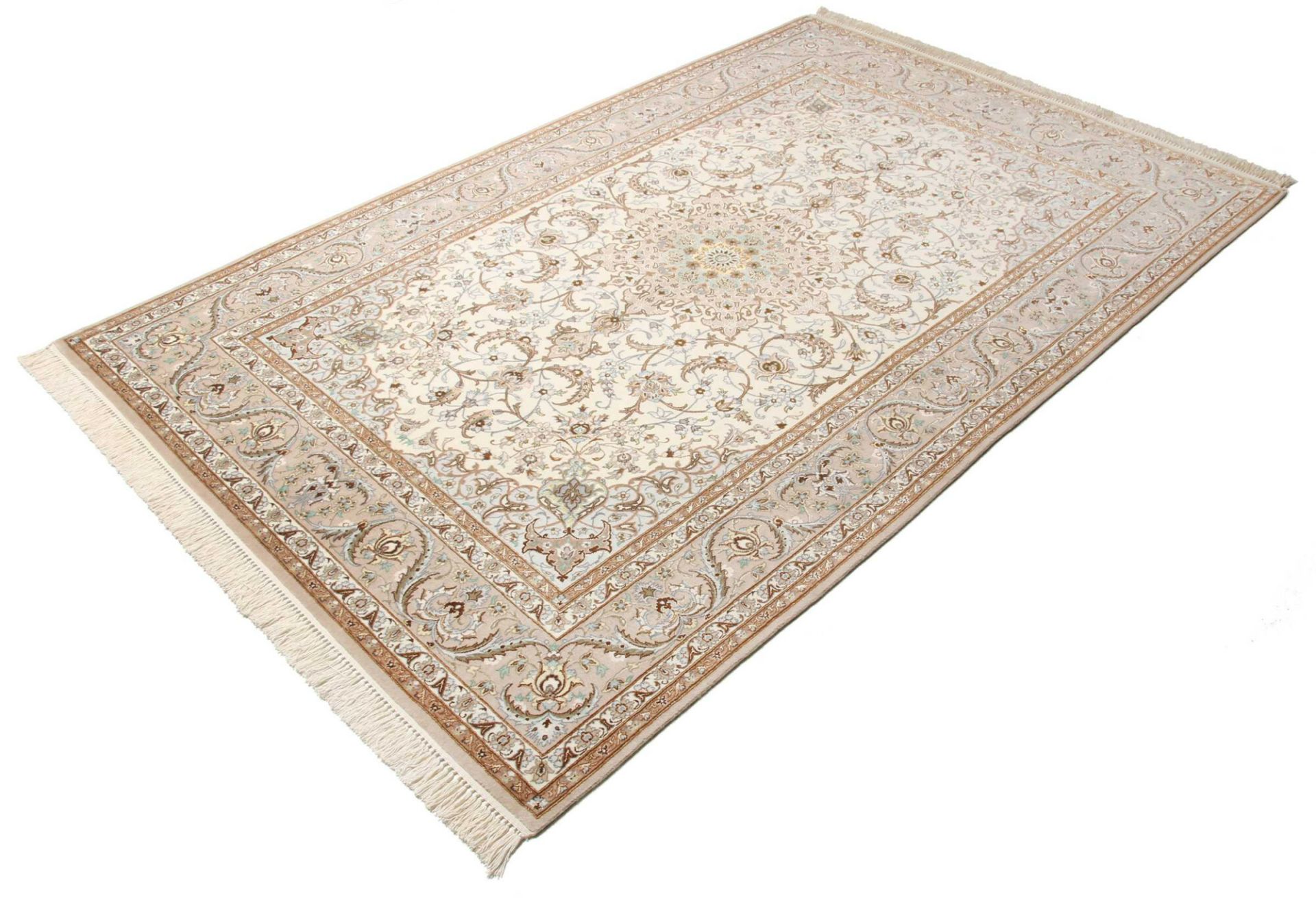 Handgeknüpfter Isfahan Perserteppich, 156 × 239 cm, Wolle & Seide