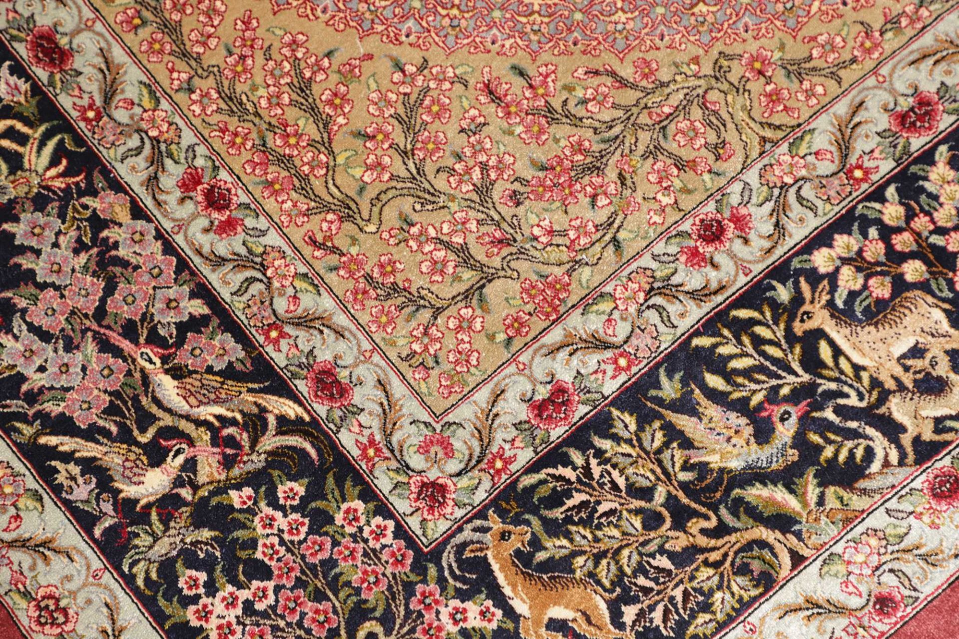 Handgeknüpfter Ghom Perserteppich, 134 × 201 cm, Wolle & Seide