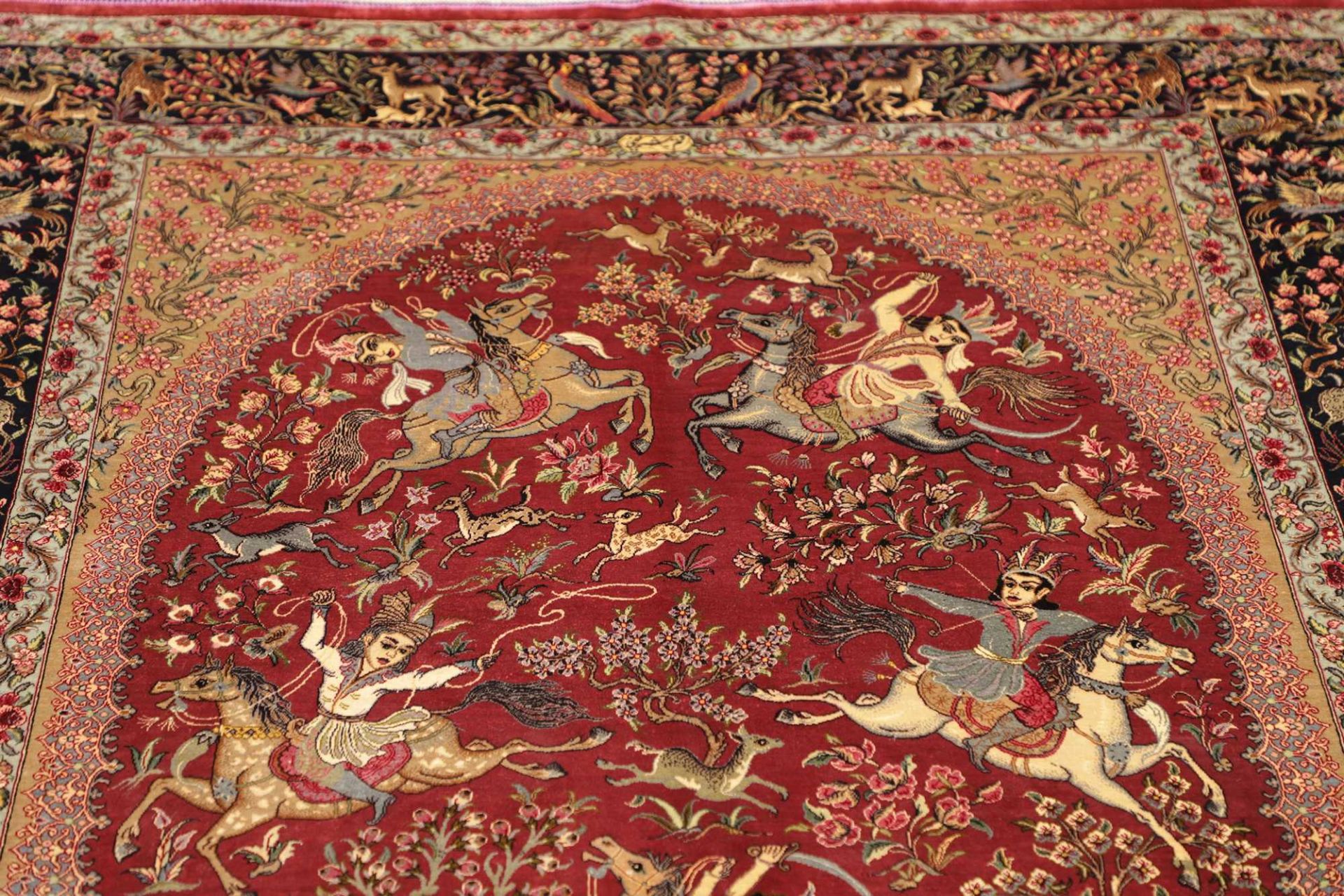 Handgeknüpfter Ghom Perserteppich, 134 × 201 cm, Wolle & Seide