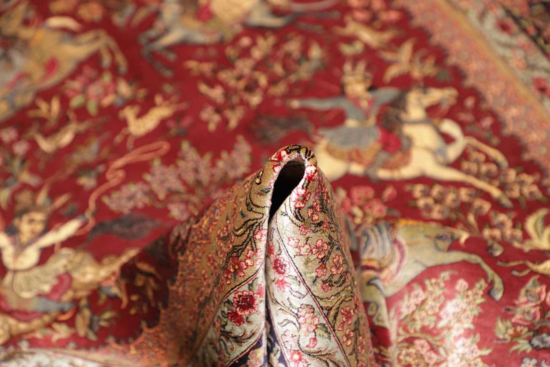 Handgeknüpfter Ghom Perserteppich, 134 × 201 cm, Wolle & Seide