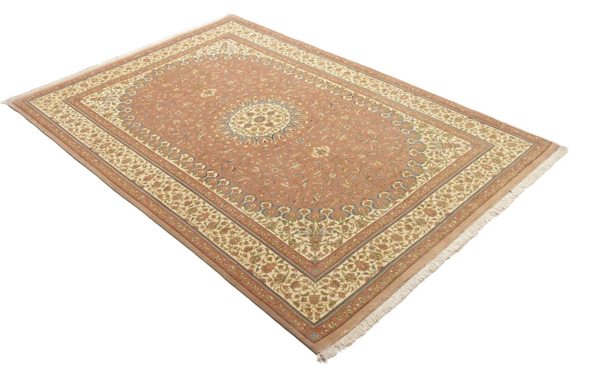 Handgeknüpfter Isfahan Perserteppich, 137 × 200 cm, Wolle & Seide