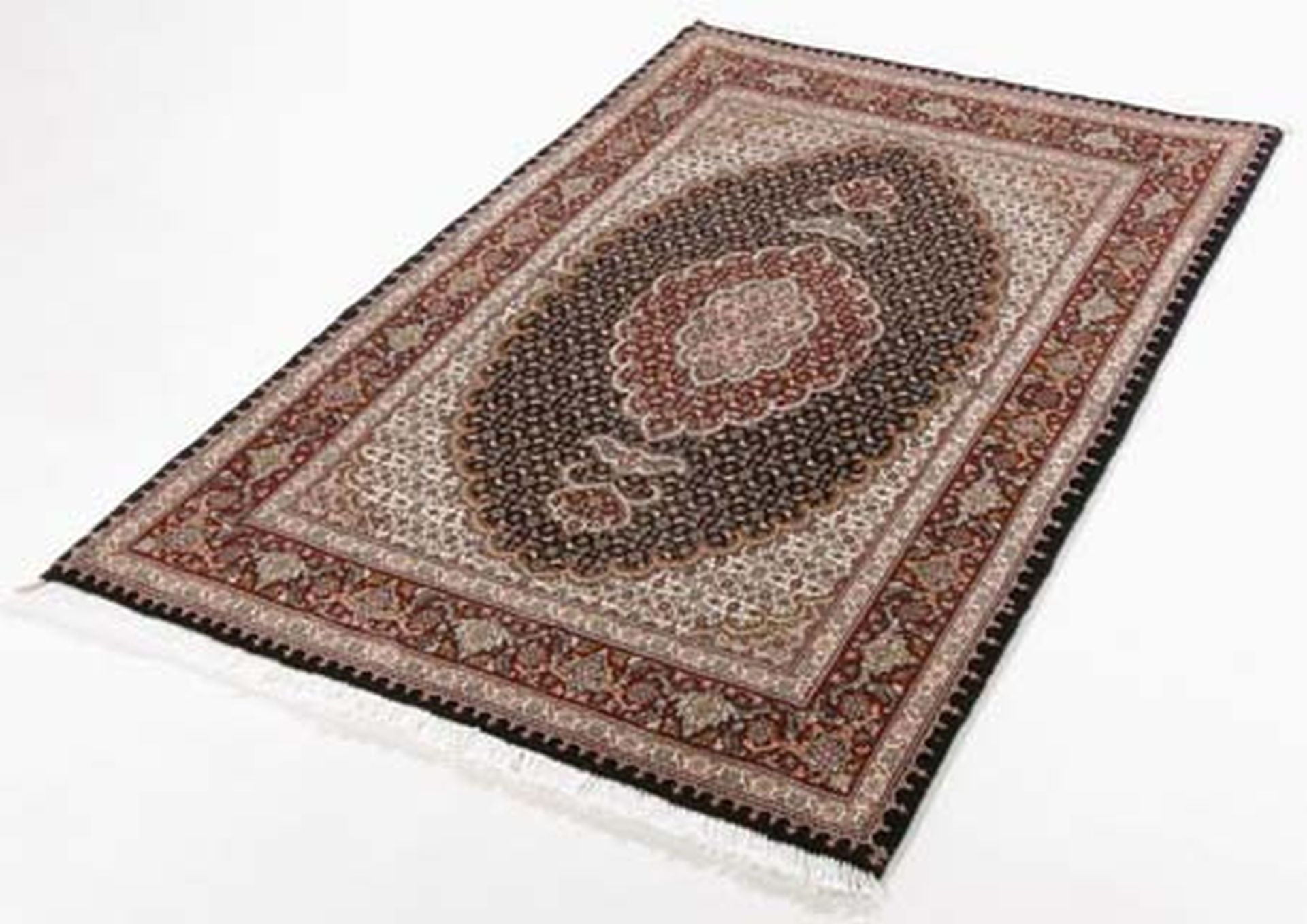 Täbriz Perserteppich 82 × 126 cm aus Wolle & Seide, handgeknüpft