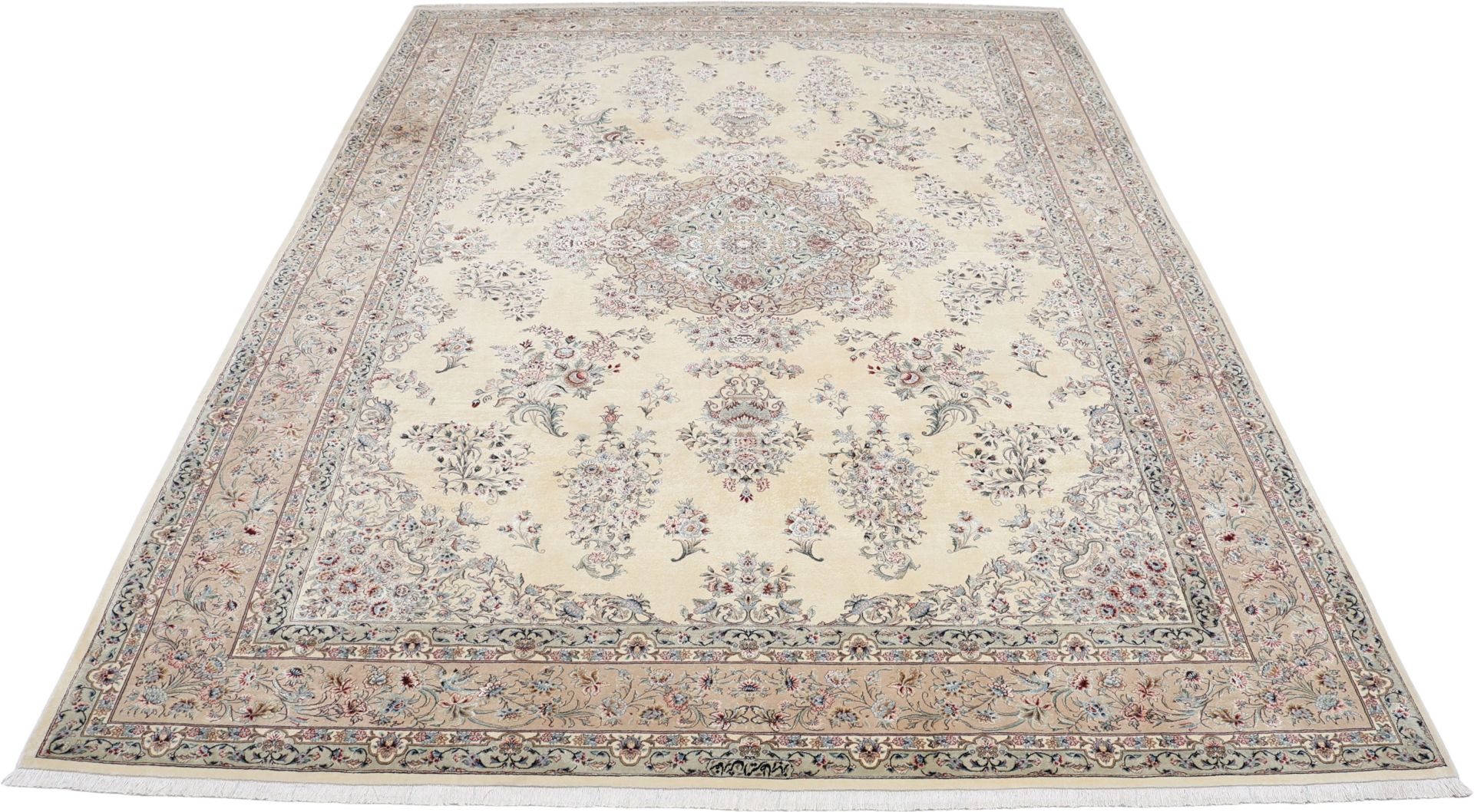 Isfahan Perserteppich 242 × 340 cm aus Wolle & Seide, handgeknüpft
