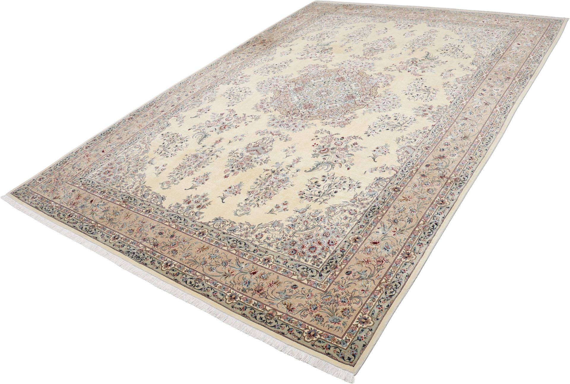 Isfahan Perserteppich 242 × 340 cm aus Wolle & Seide, handgeknüpft
