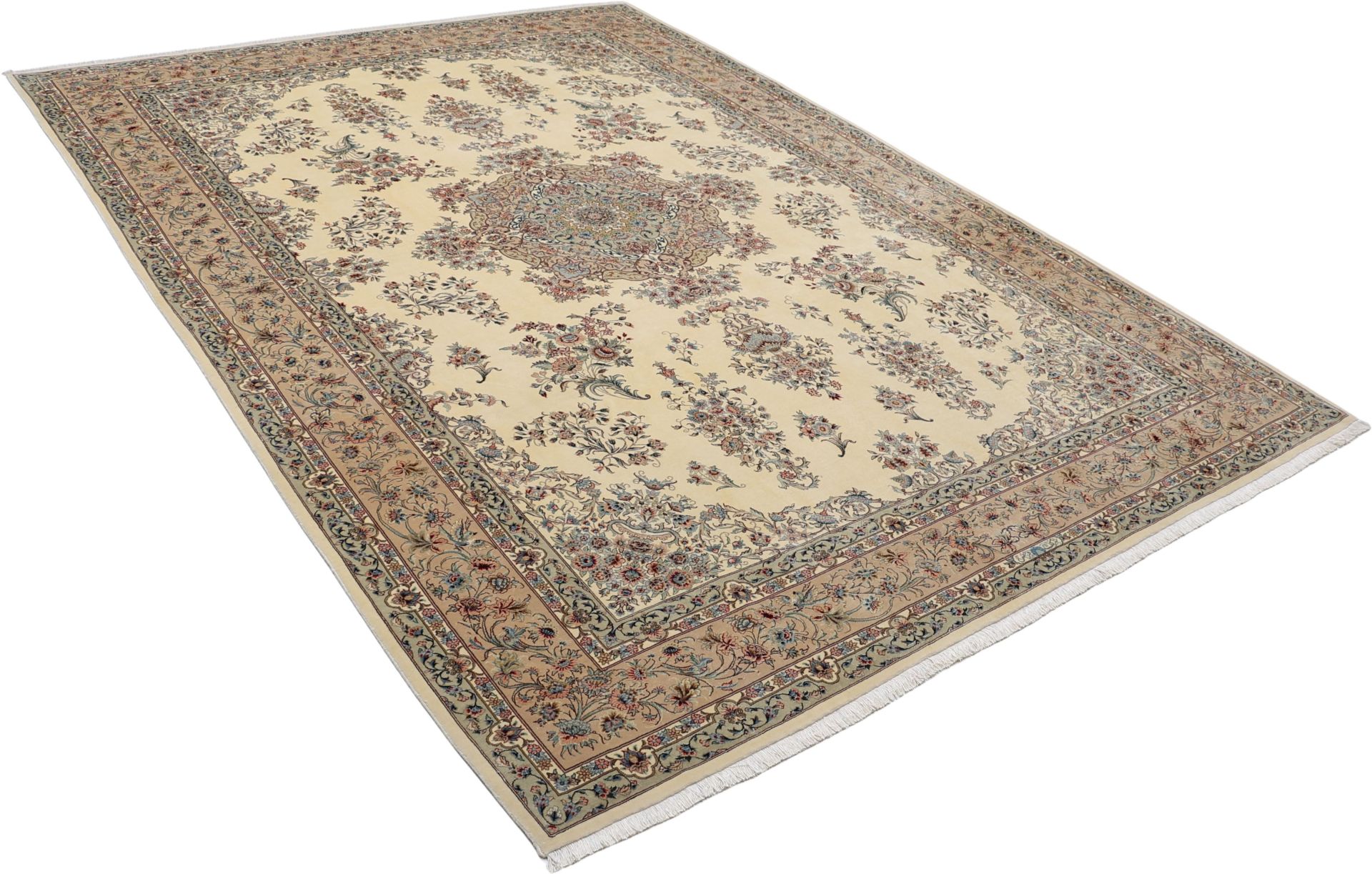 Isfahan Perserteppich 242 × 340 cm aus Wolle & Seide, handgeknüpft