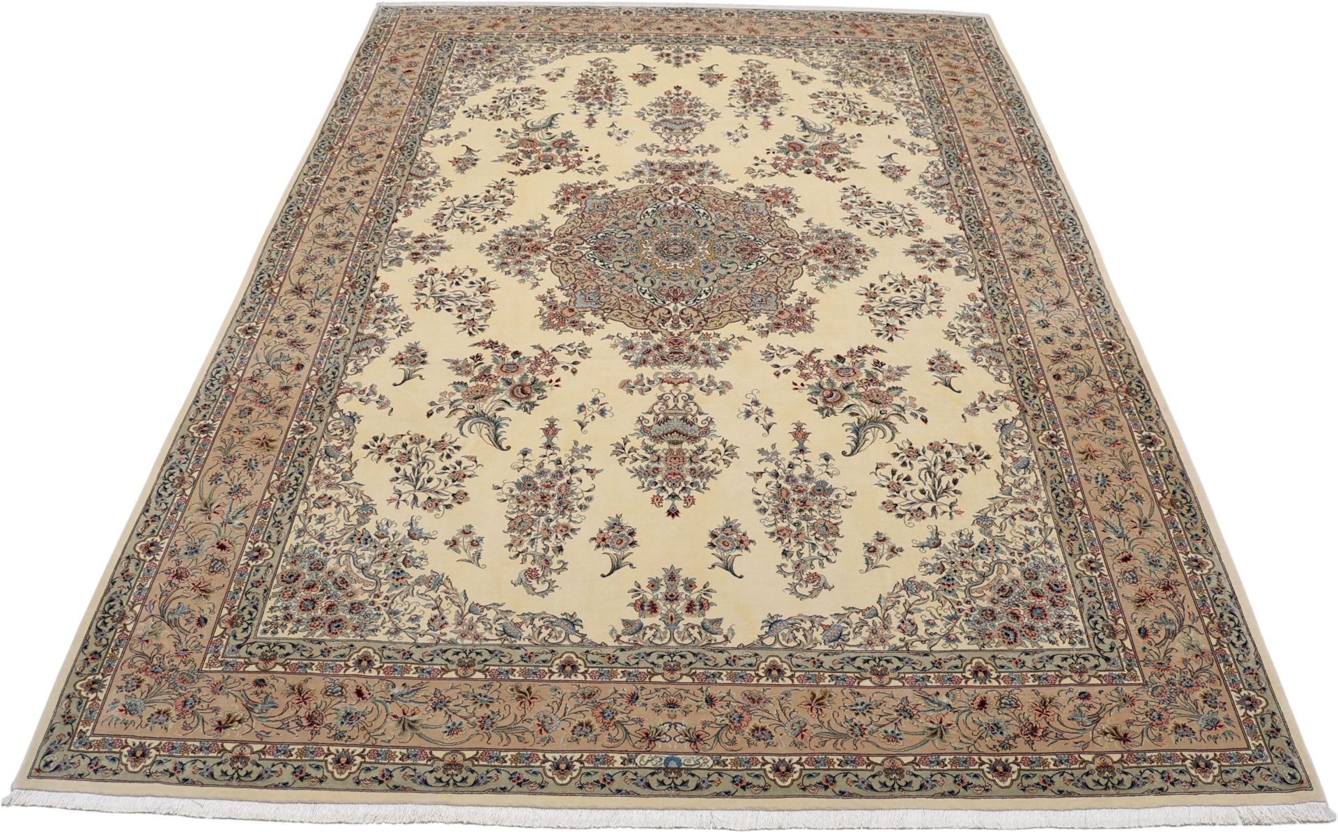 Isfahan Perserteppich 242 × 340 cm aus Wolle & Seide, handgeknüpft