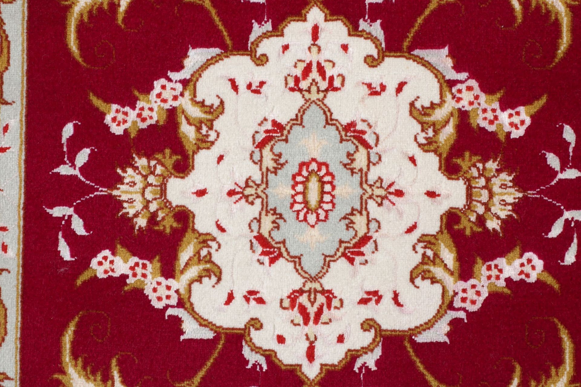 Handgeknüpfter Täbriz Perserteppich, 60 × 90 cm, Wolle & Seide