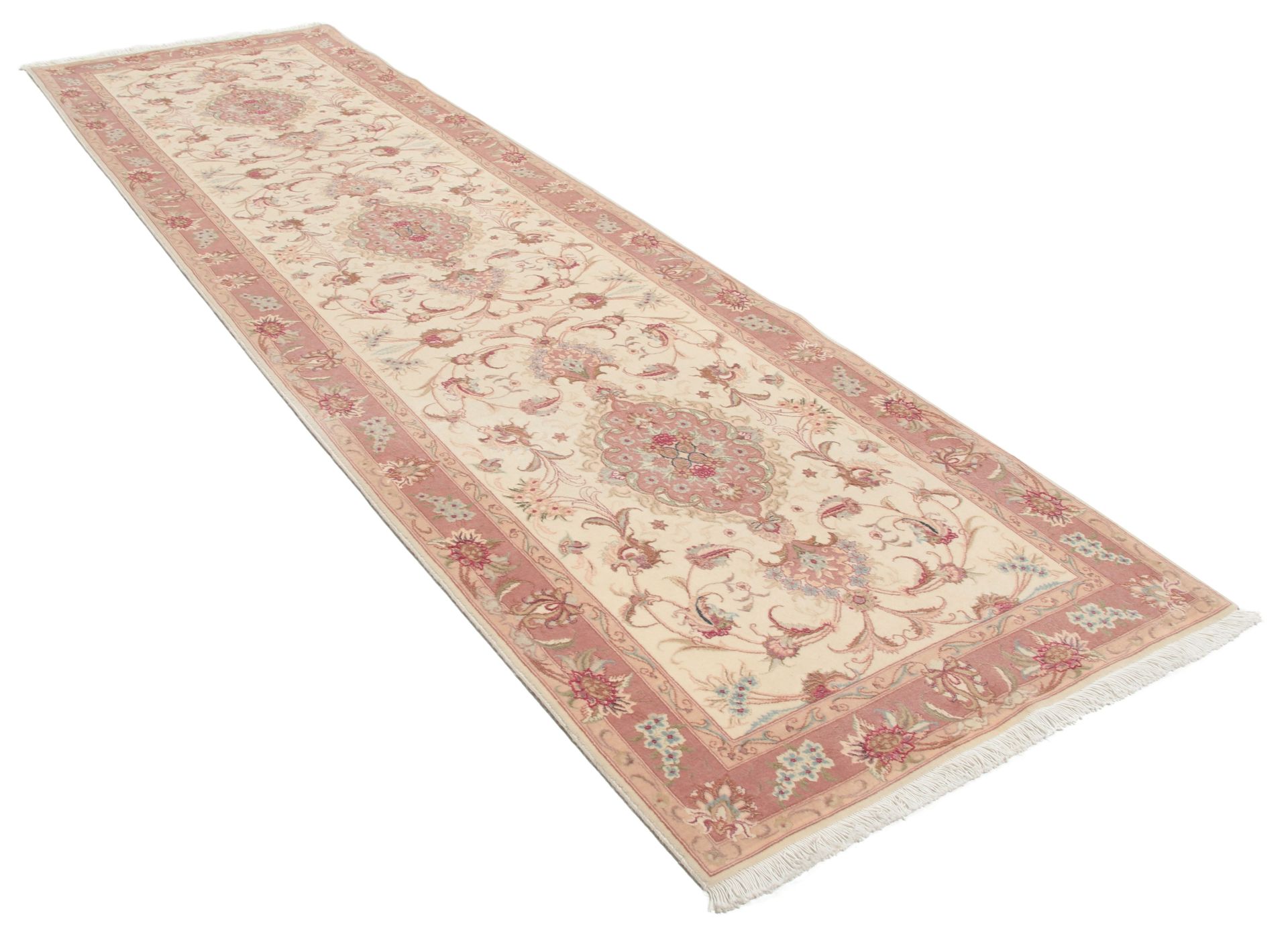 Täbriz Perserteppich 87 × 309 cm aus Wolle & Seide, handgeknüpft