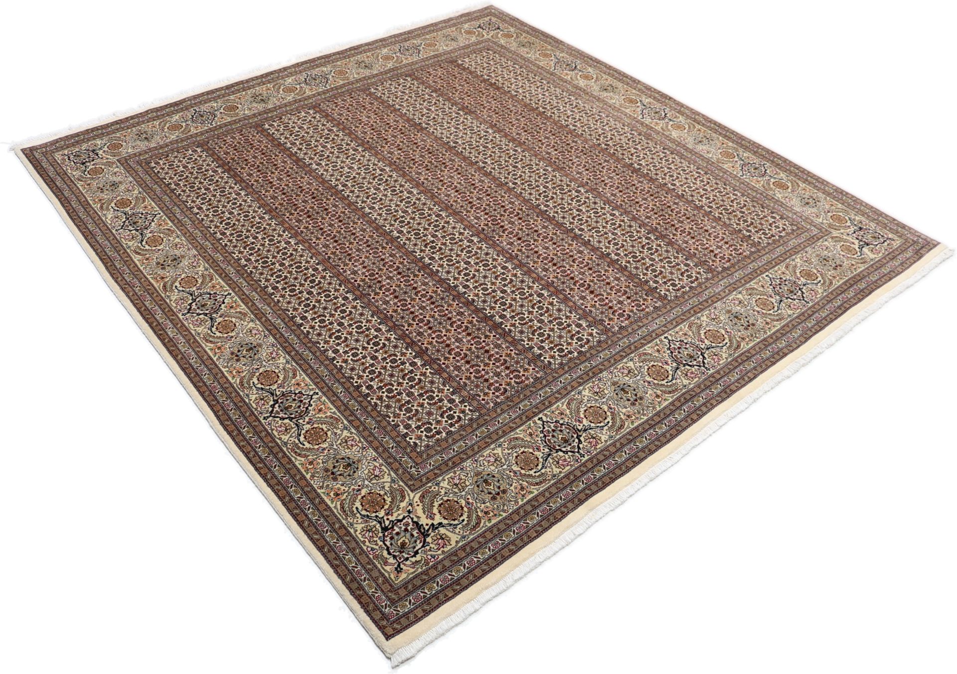 Täbriz Perserteppich 196 × 206 cm aus Wolle & Seide, handgeknüpft