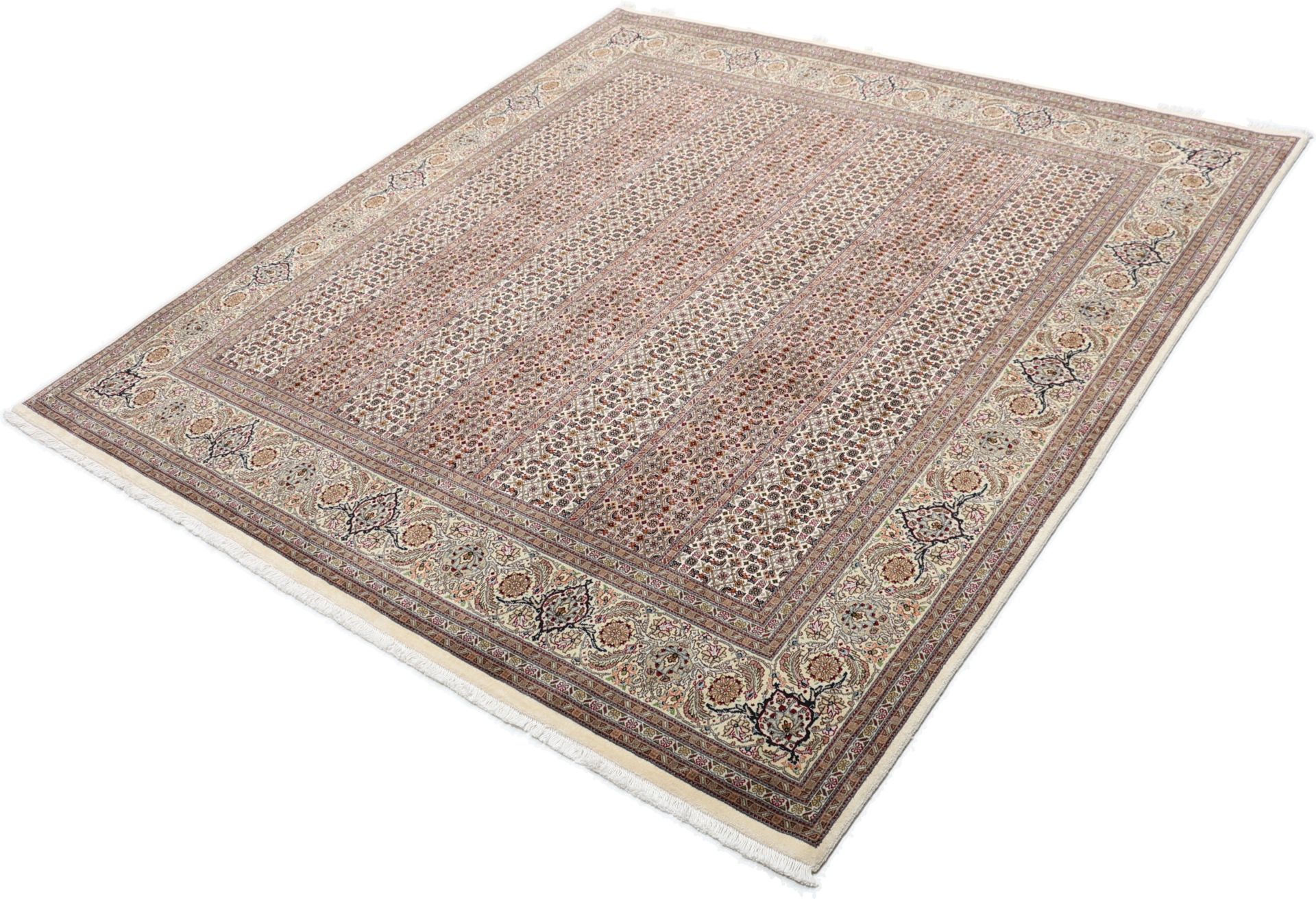 Täbriz Perserteppich 196 × 206 cm aus Wolle & Seide, handgeknüpft