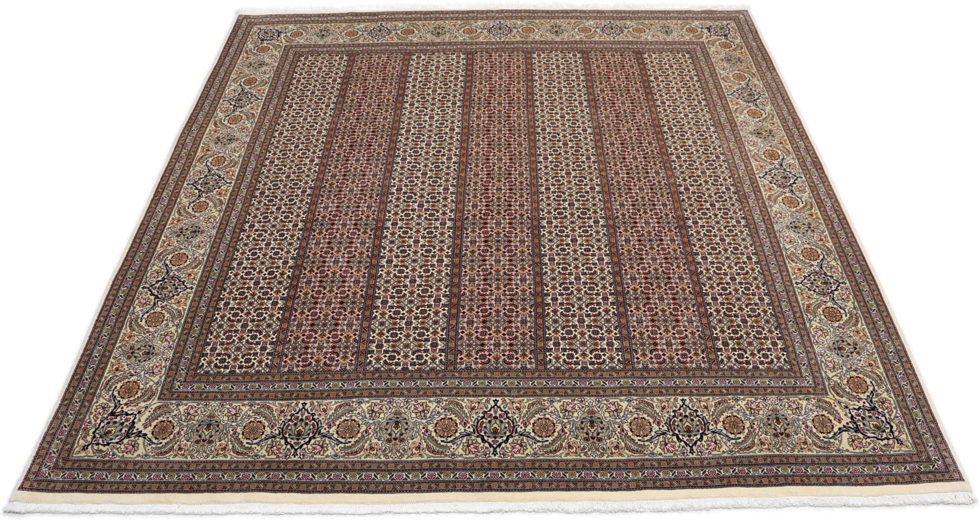 Täbriz Perserteppich 196 × 206 cm aus Wolle & Seide, handgeknüpft